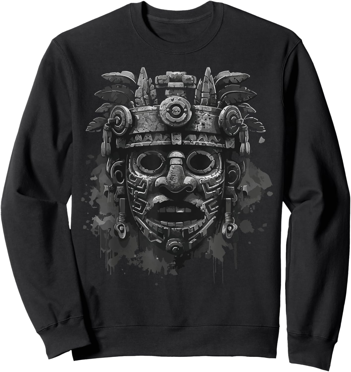 Aztec God Aztec Culture Mayan Indigenous Tlaloc Statue Sweatshirt - Sweatshirt | Black