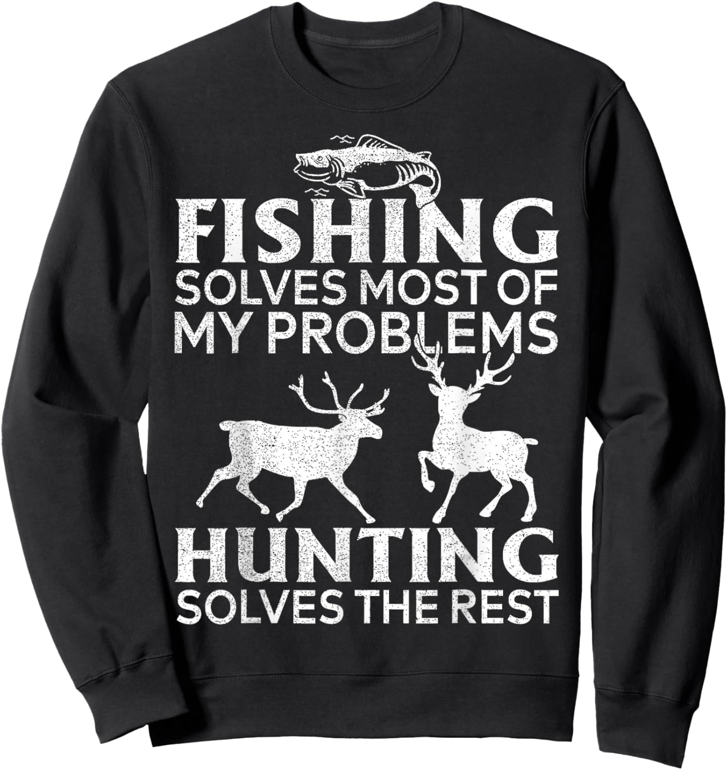 Funny Fishing And Hunting Gift Christmas Humor Hunter Cool Sweatshirt - Sweatshirt | Black