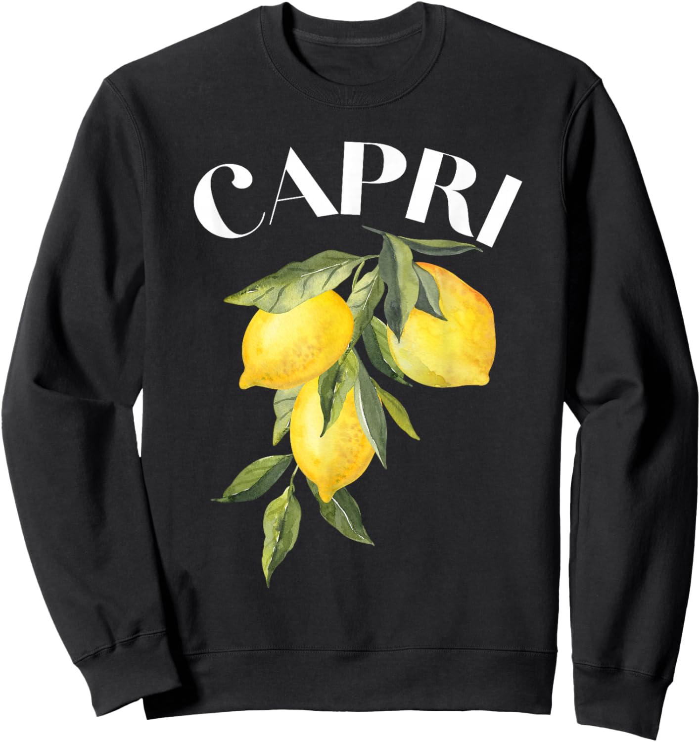 Capri Lemon Art Italian Fruit Lover Italy Island Vintage Sweatshirt - Sweatshirt | Black