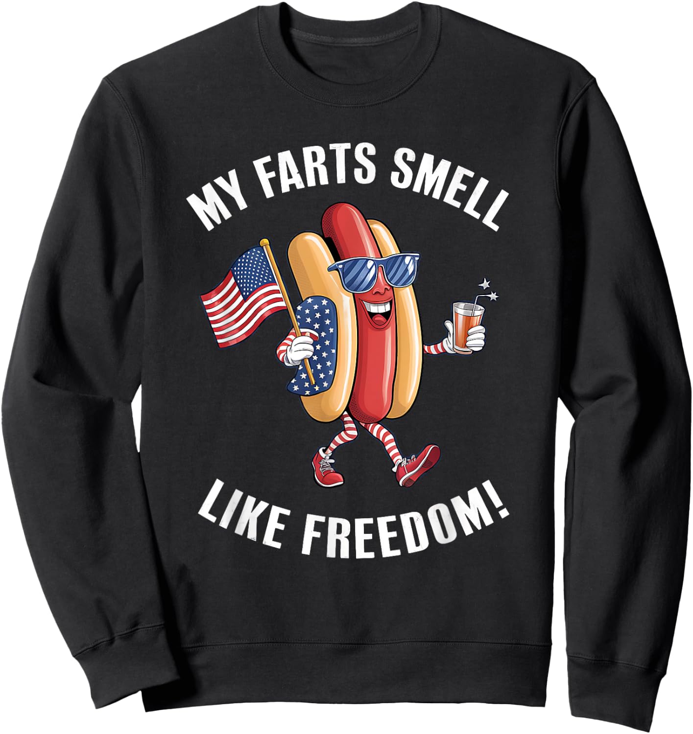 My Farts Smell Like Freedom Funny hotdog Patriotic Graphic Kids Men Sweatshirt - Sweatshirt | Black