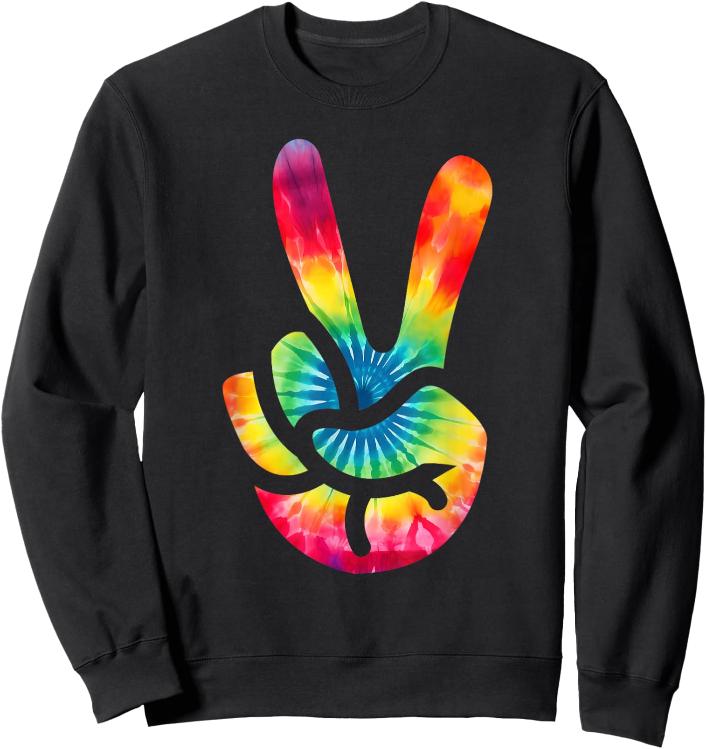 Peace Sign V Fingers Sign Tie Dye Peace Sweatshirt - Sweatshirt | Black