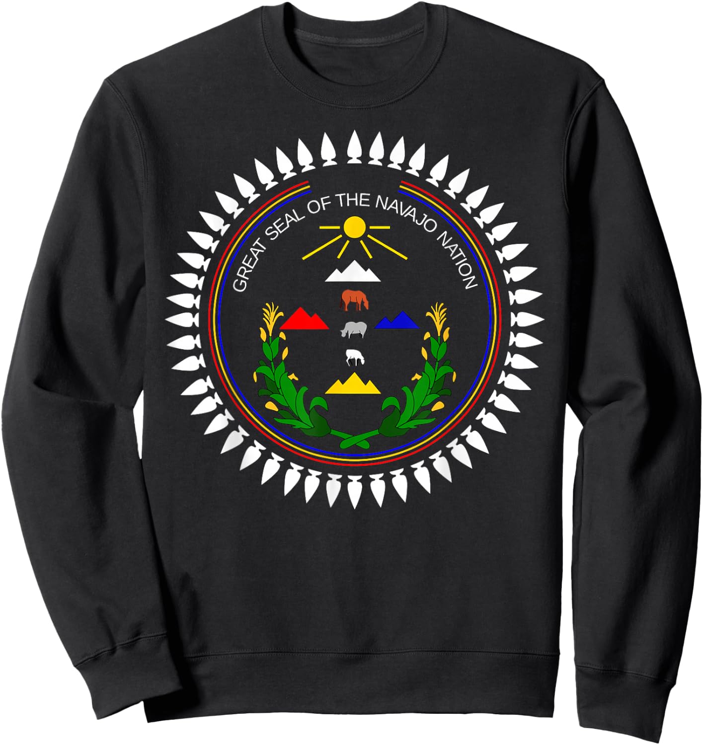 Navajo Flag: Native American Kids Sweatshirt - Sweatshirt | Black