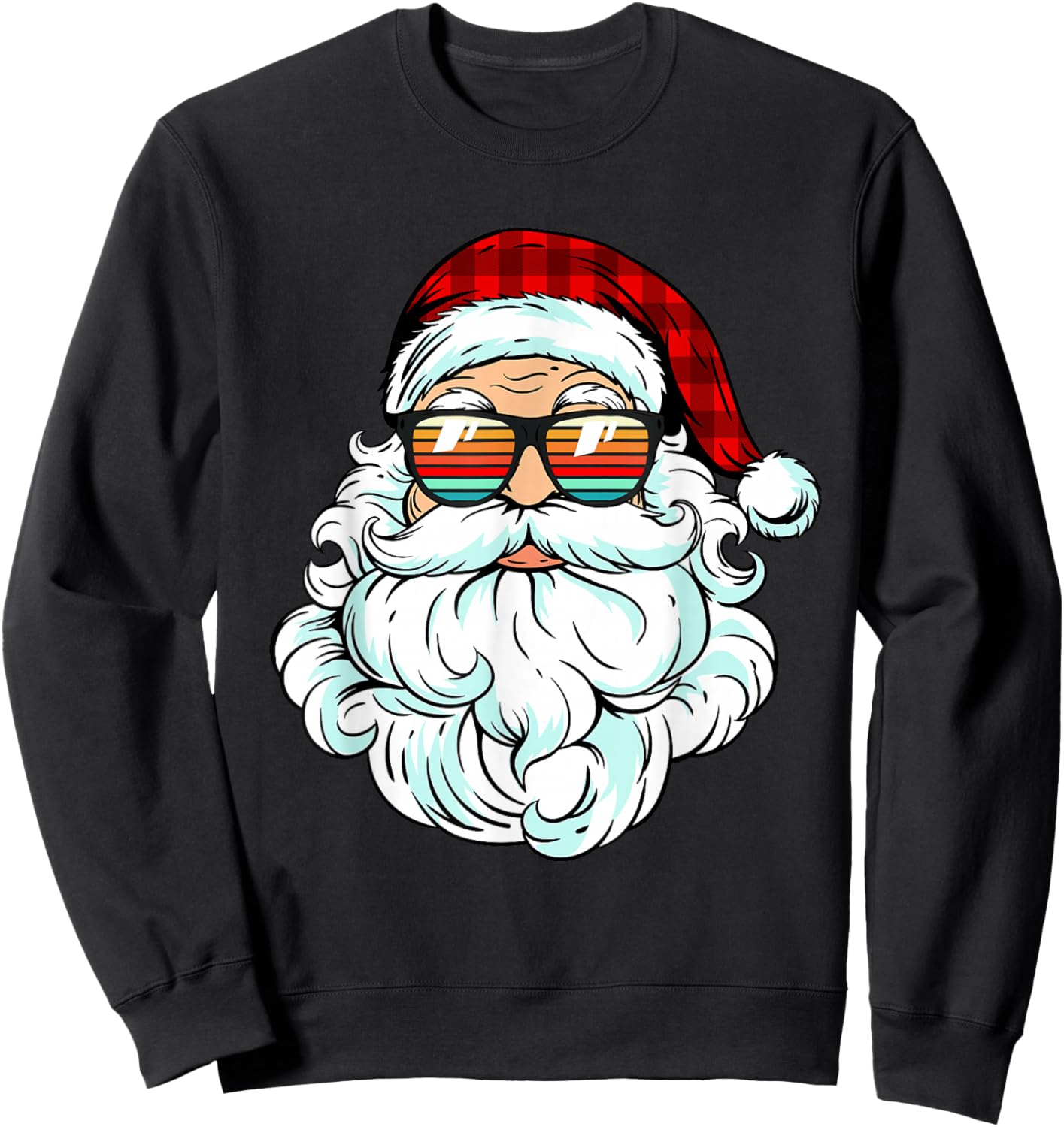 Santa Face Retro Sunglasses Christmas Kids Men Women Sweatshirt - Sweatshirt | Black