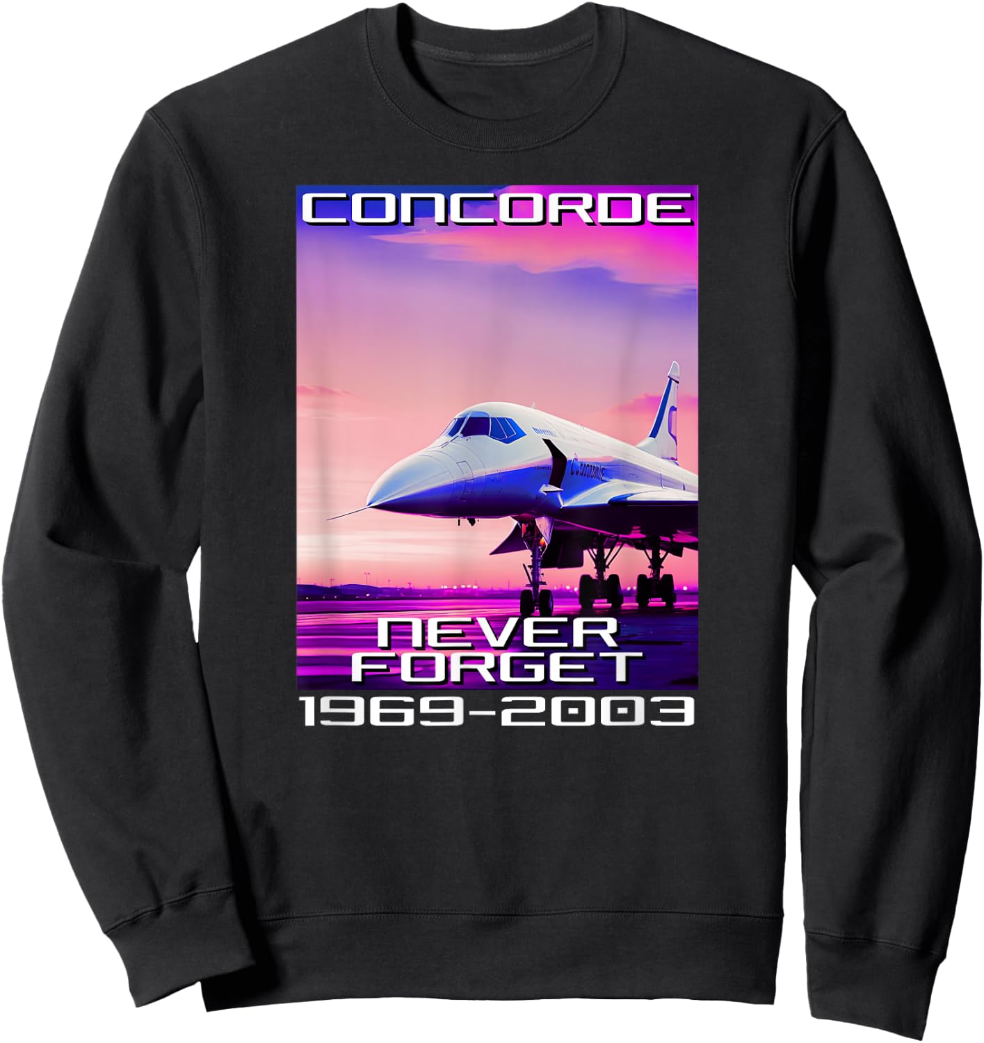 Concorde Never Forget Synthwave Retro Sweatshirt - Sweatshirt | Black
