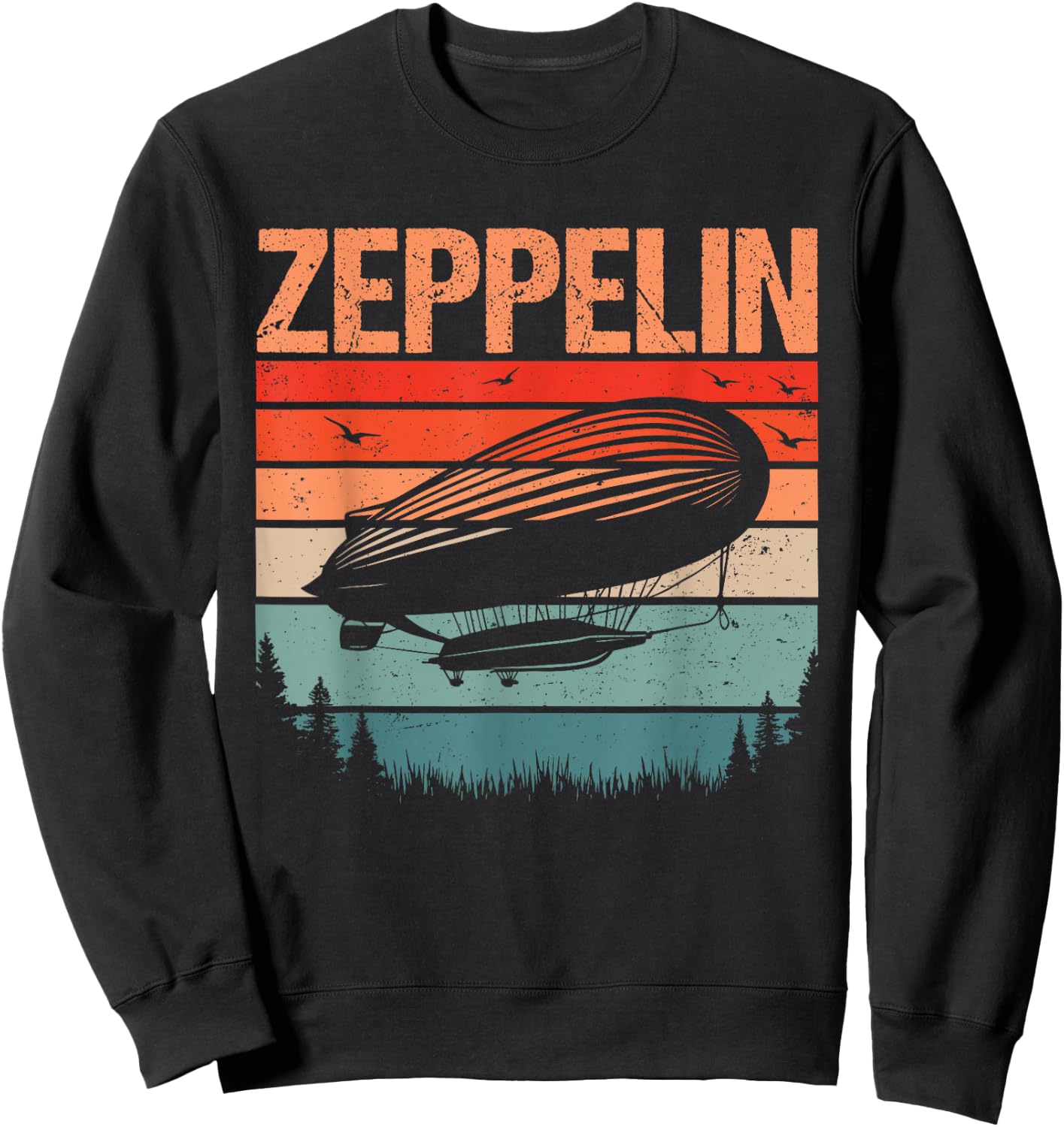 Retro Vintage Zeppelin Airship Aviation Blimp Men Women Kids Sweatshirt - Sweatshirt | Black