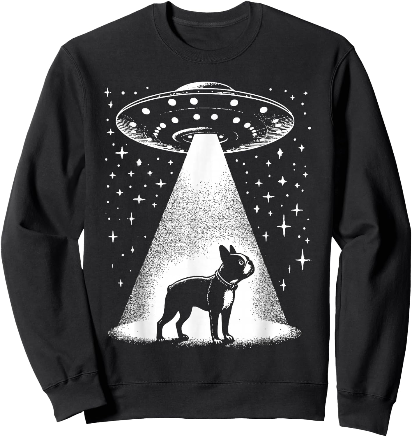 Boston Terrier Mom Dad Dog - Funny Alien UFO Women Sweatshirt - Sweatshirt | Black
