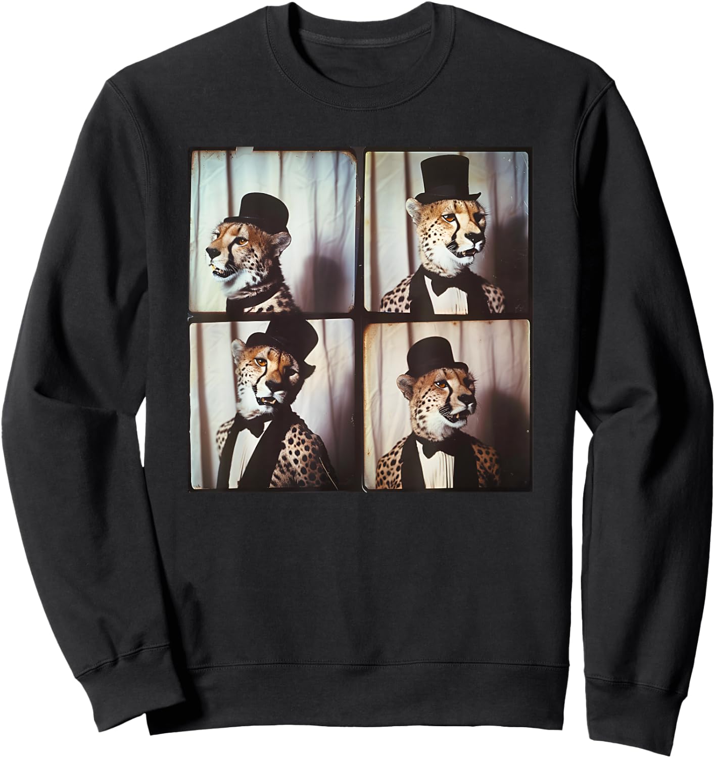 Cheetah In Suit Love Cheetahs Funny Zoo Animal Photobooth Sweatshirt - Sweatshirt | Black