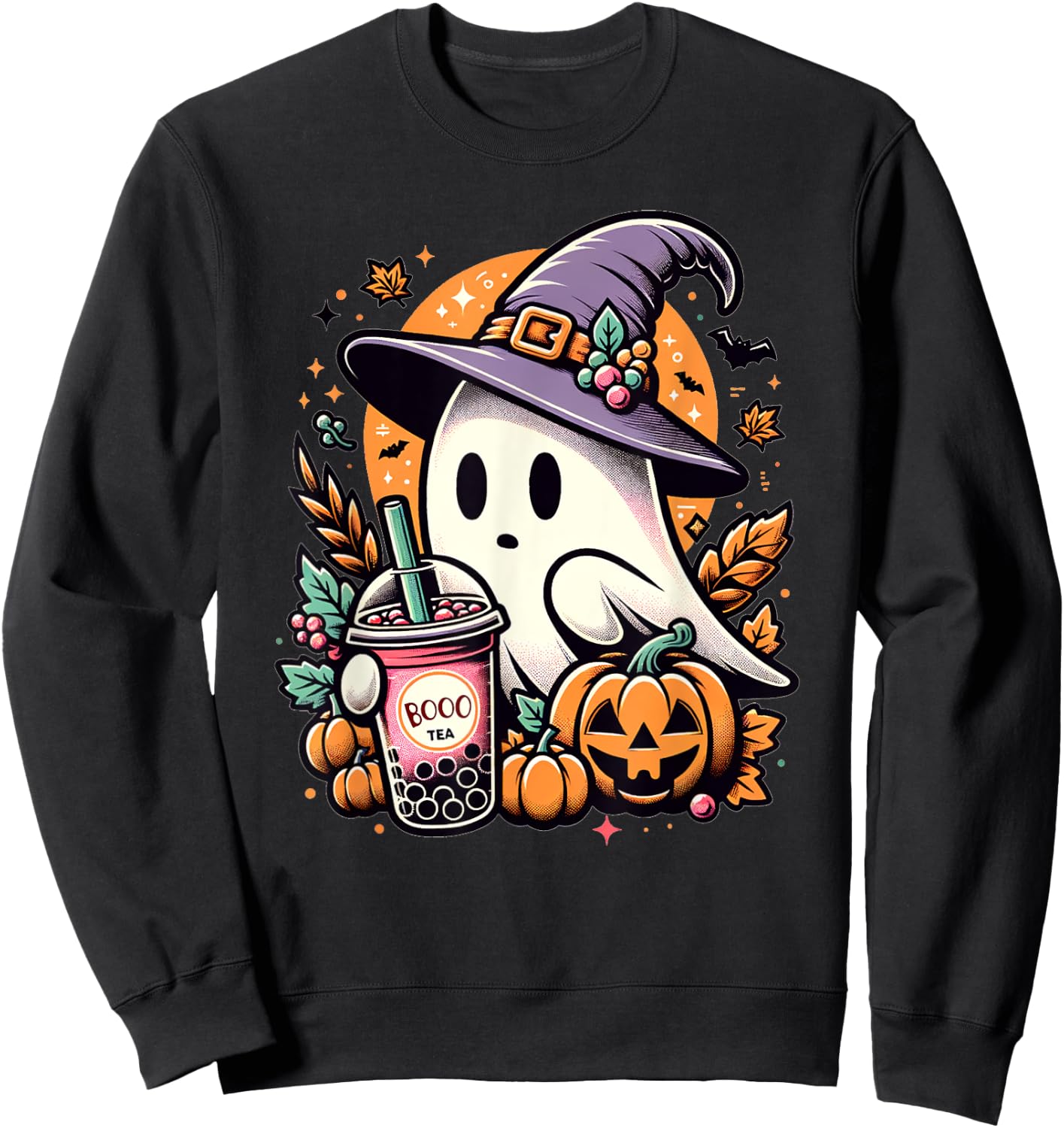 Halloween Ghost Funny Halloween Bubble Tea Sweatshirt - Sweatshirt | Black