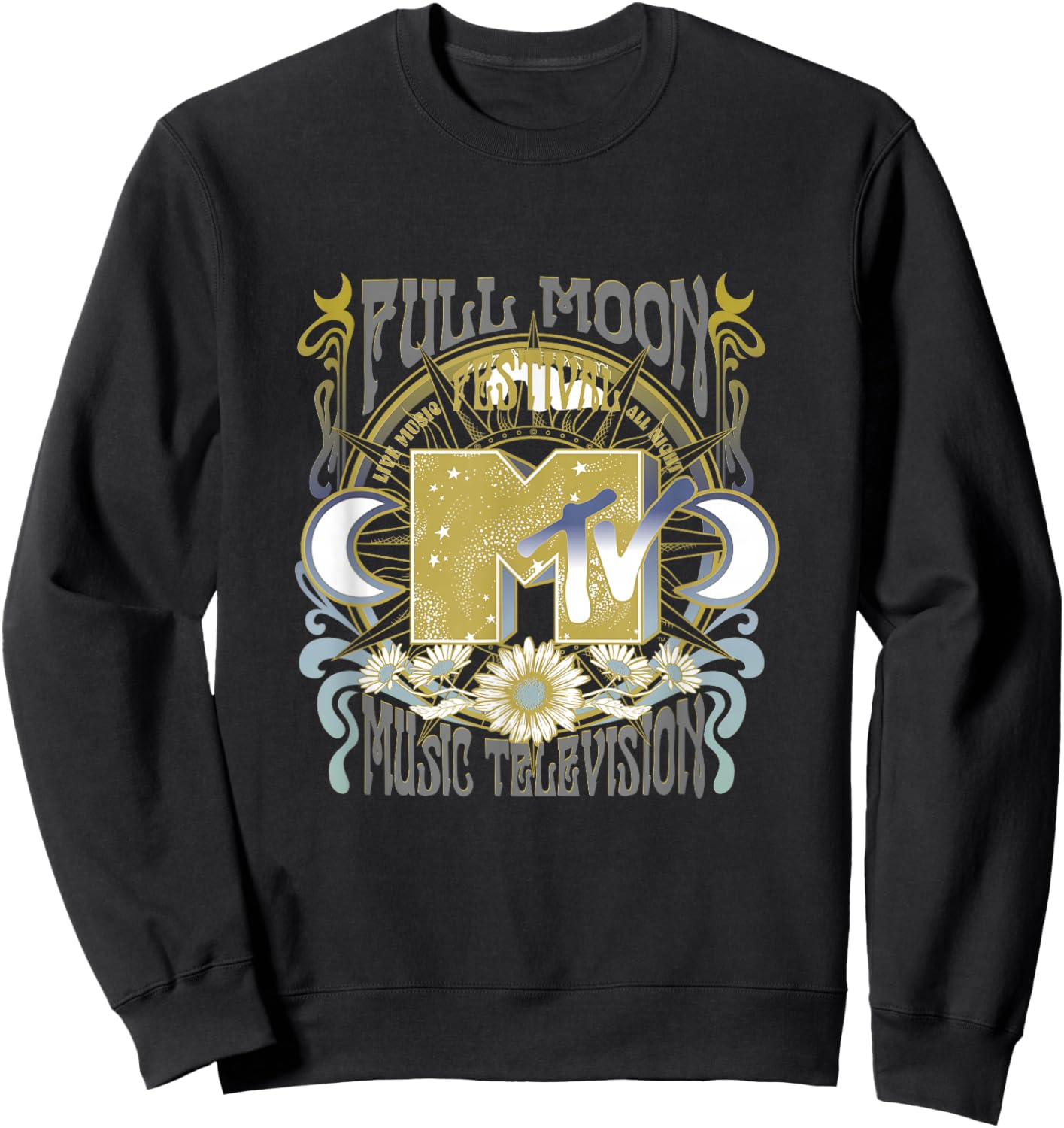 MTV Full Moon Festival Celestial Floral Sweatshirt - Sweatshirt | Black