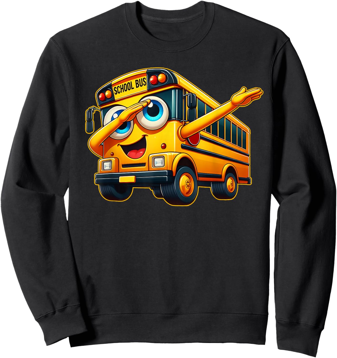 Funny Dabbing Yellow School Bus Graphic Gifts Kids Boys Sweatshirt - Sweatshirt | Black