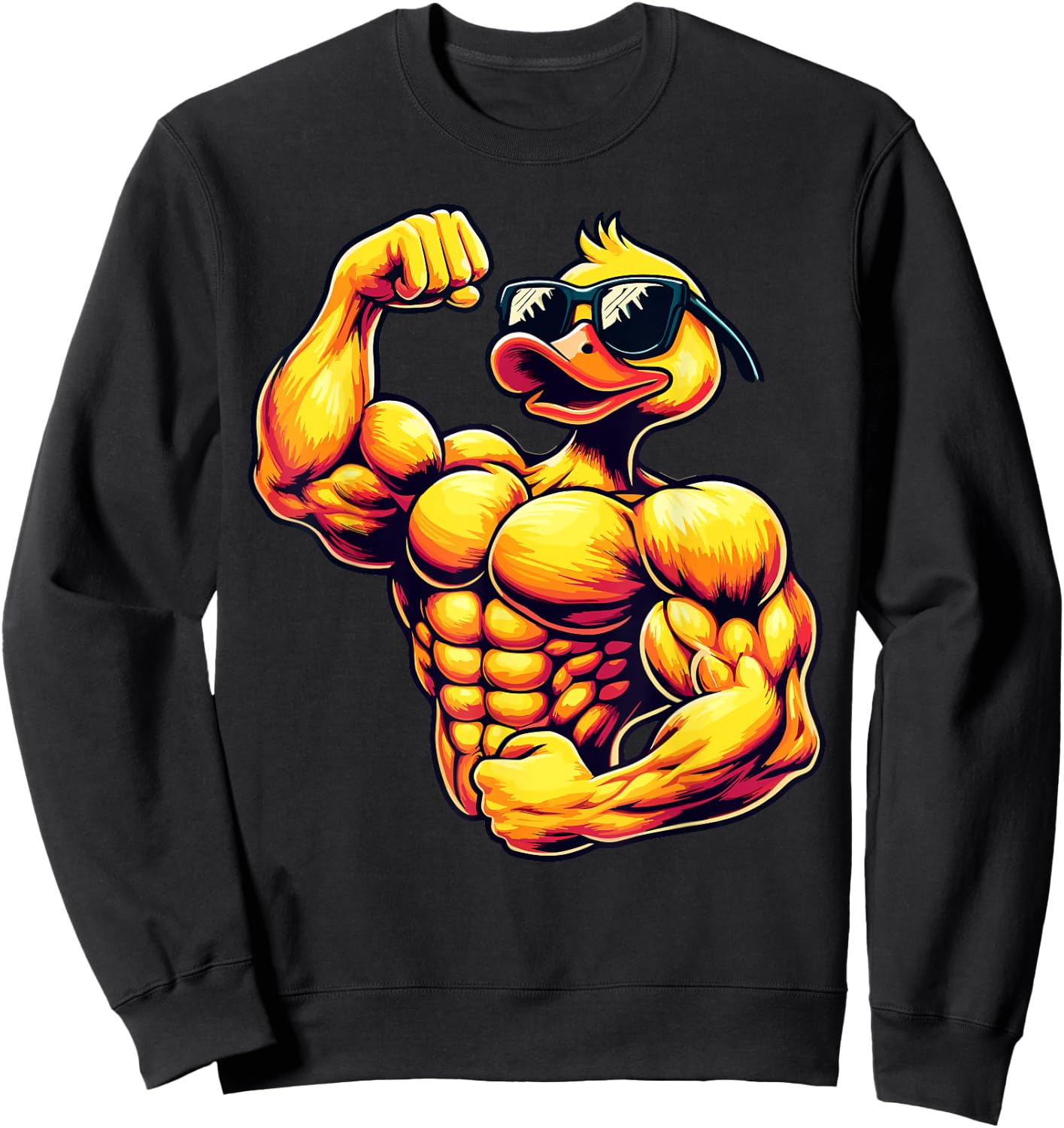 Muscular Rubber Duck Bodybuilder Duck Sweatshirt - Sweatshirt | Black