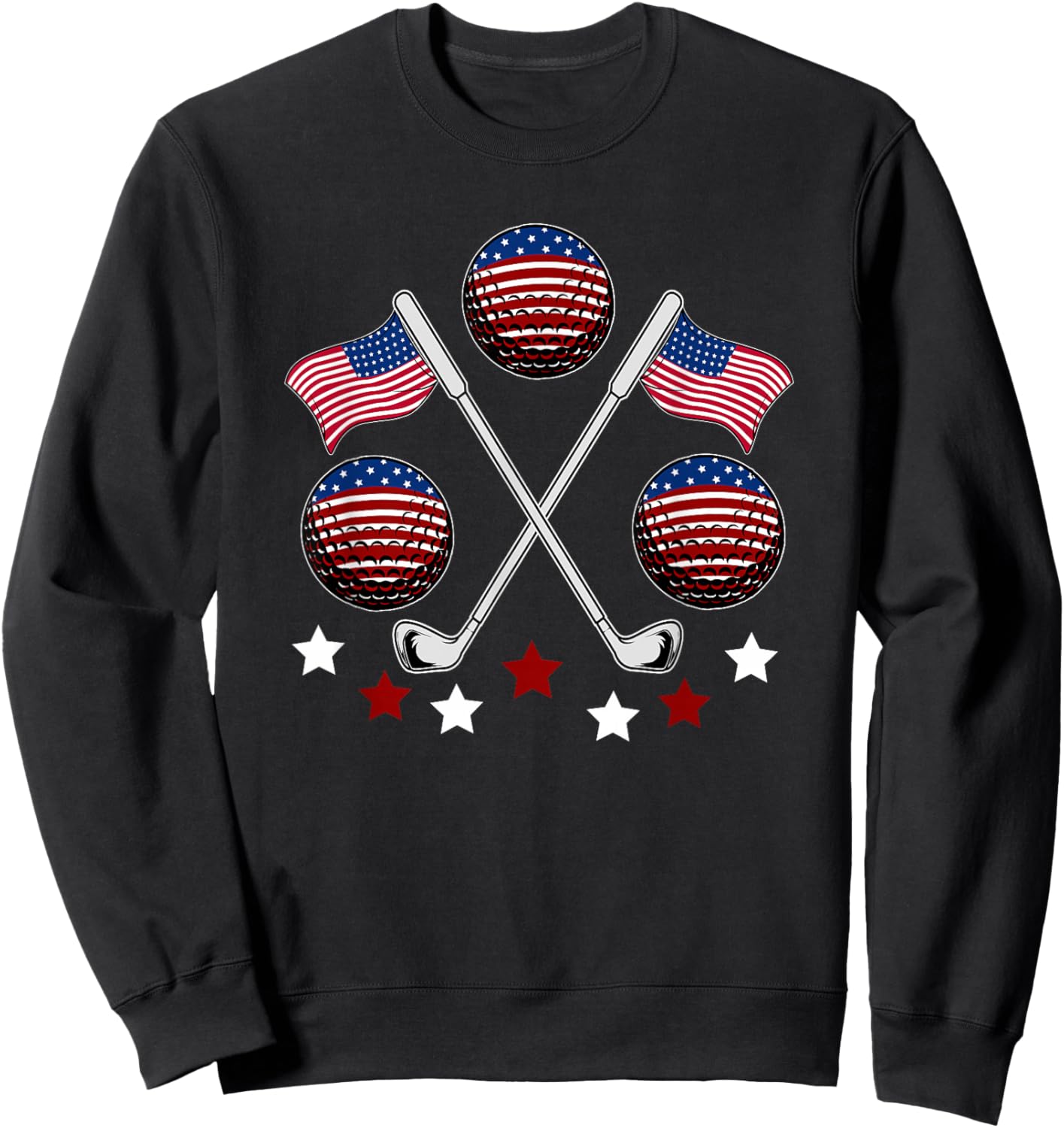 Golfer American Flag Golf Ball Player Patriot Fourth Of July Sweatshirt - Sweatshirt | Black