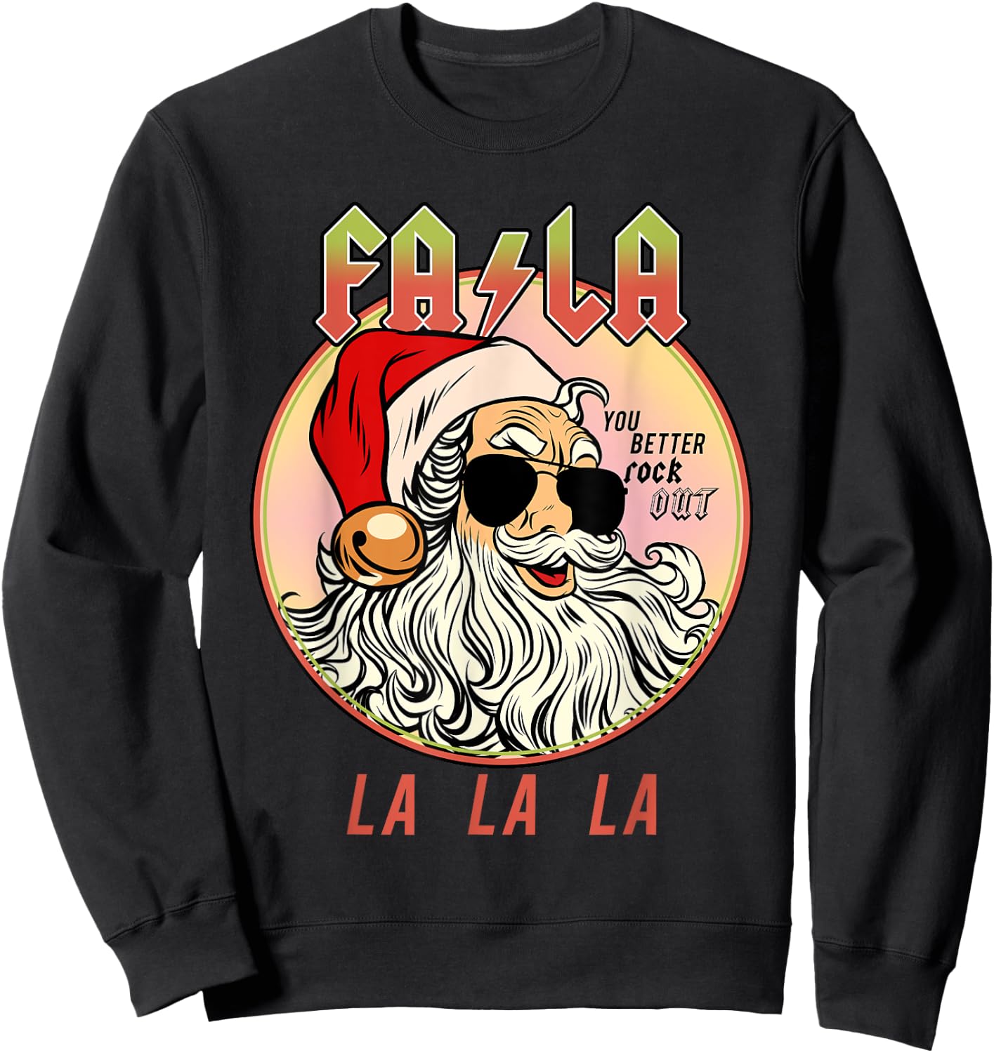Rockstar Santa Clause Holiday Jingle Bell Rock and Roll Sweatshirt - Sweatshirt | Black
