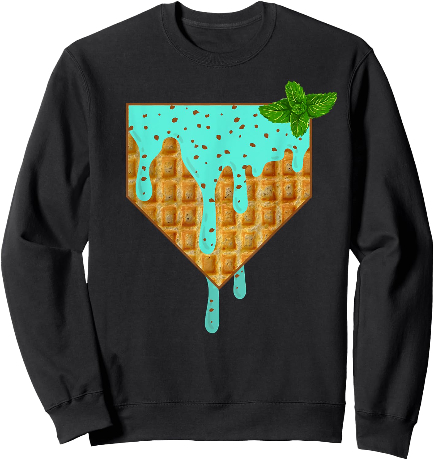 Home Plate Drip - Mint Chocolate Chip Softball & Baseball Sweatshirt - Sweatshirt | Black