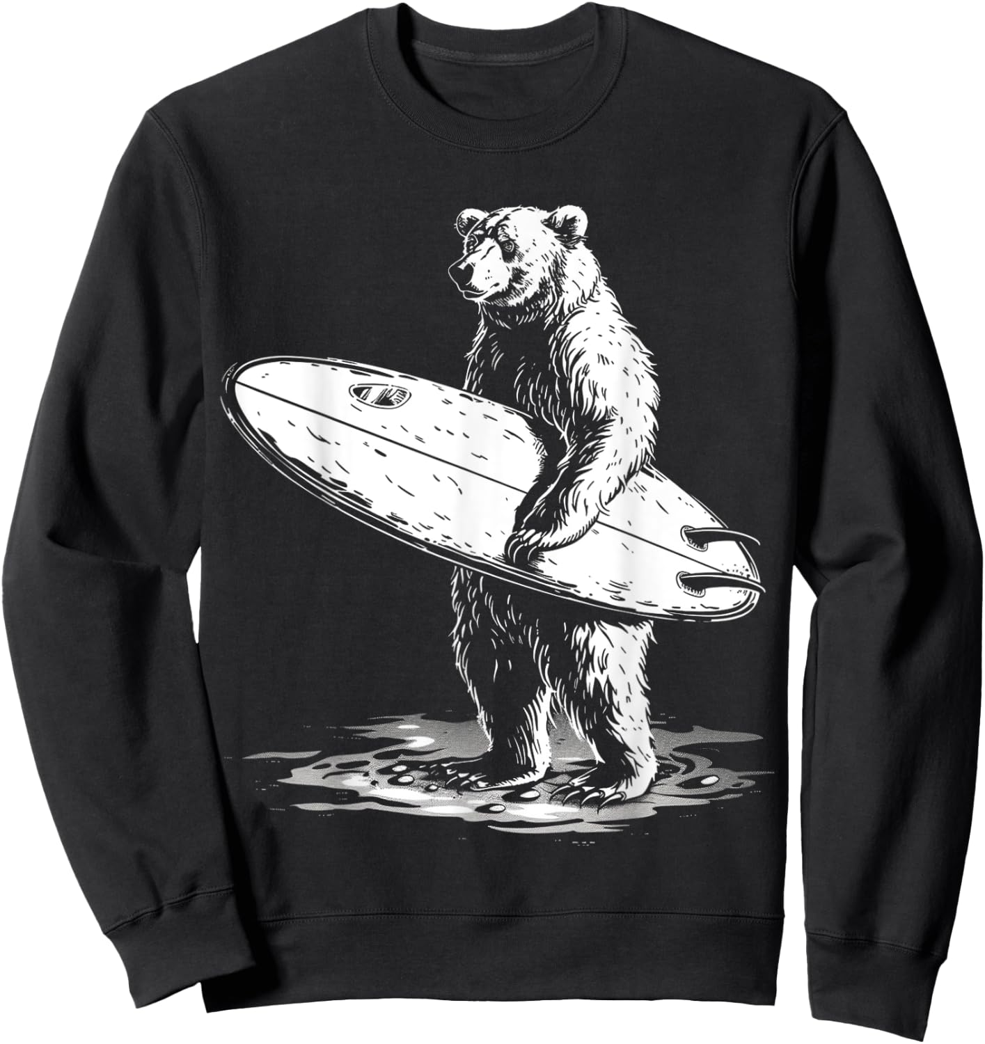 Surfing Bear Cool Beach Adventure Design Men Women Kids Sweatshirt - Sweatshirt | Black