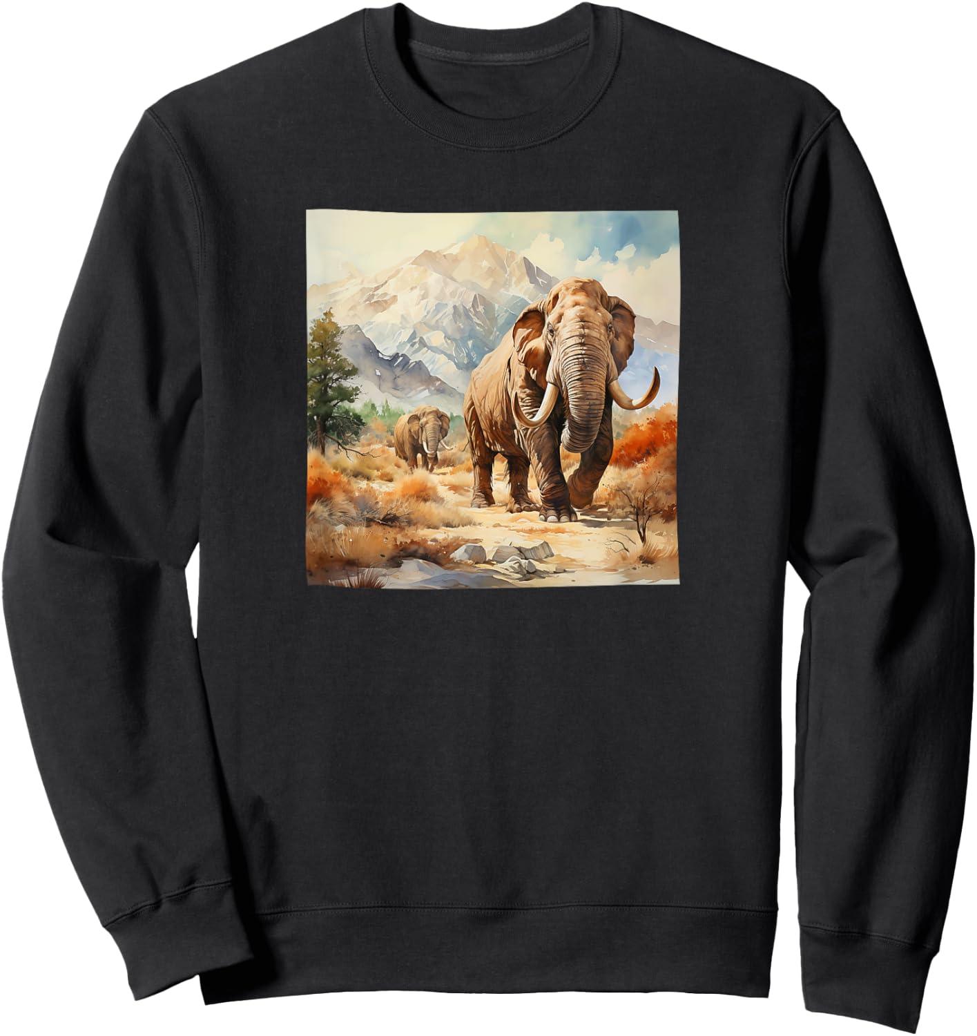 Mammoth Watercolor Mountains Graphic Sweatshirt - Sweatshirt | Black