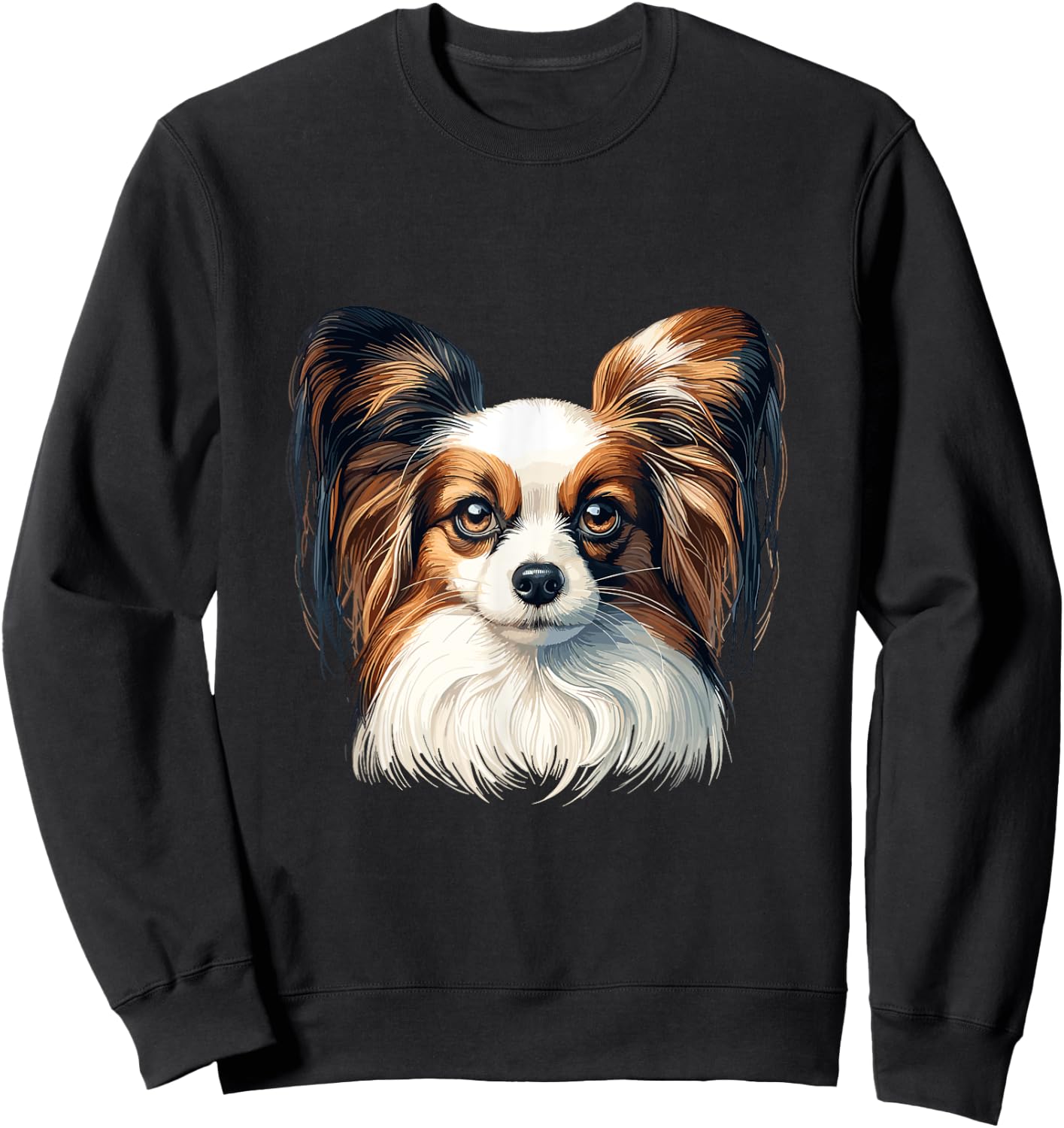 Dog Face - Papillon Women Girls Kids Sweatshirt - Sweatshirt | Black