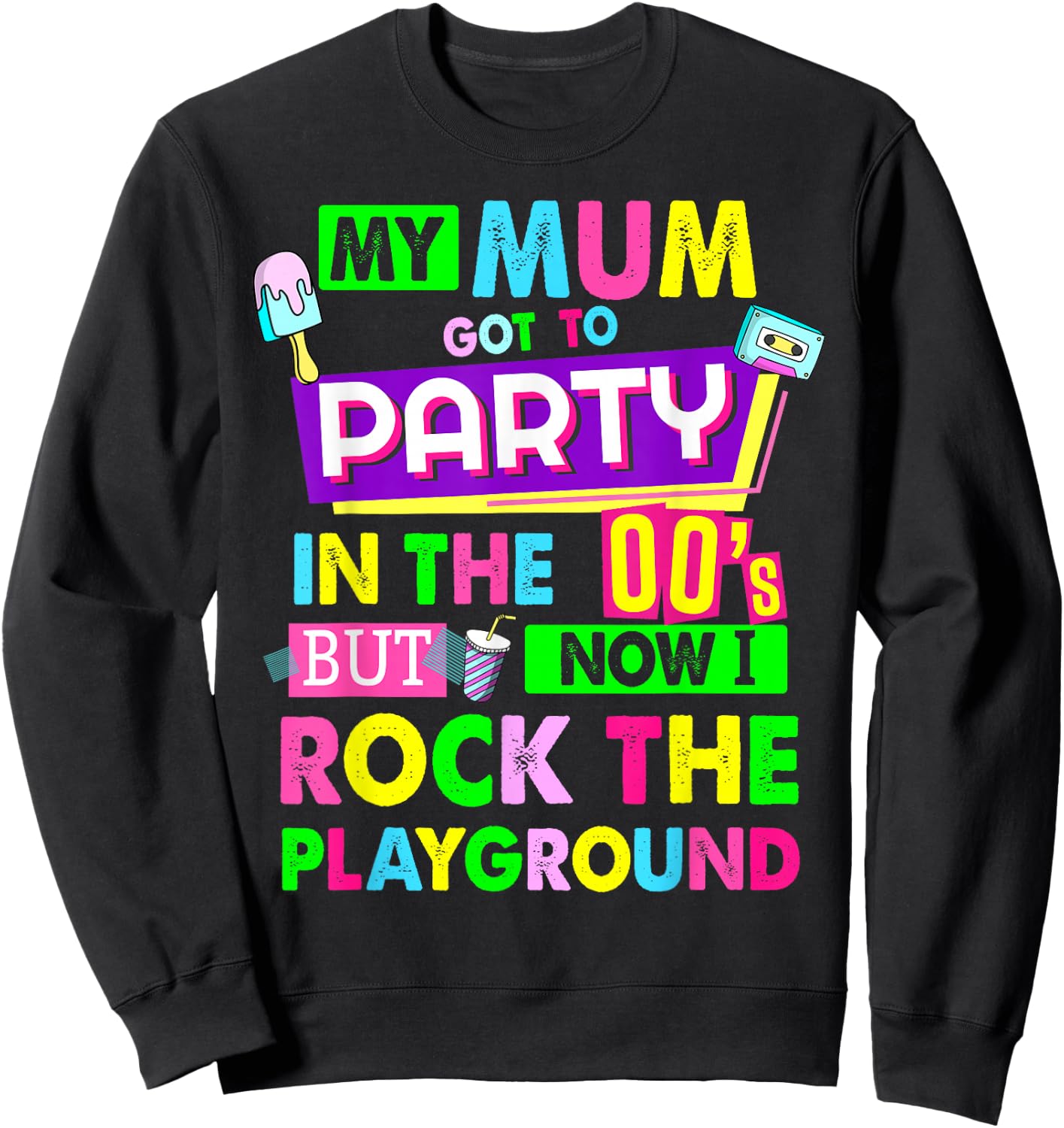 00s Outfit Idea For Kids & Novelty Kids 2000s 00s Themed Sweatshirt - Sweatshirt | Black