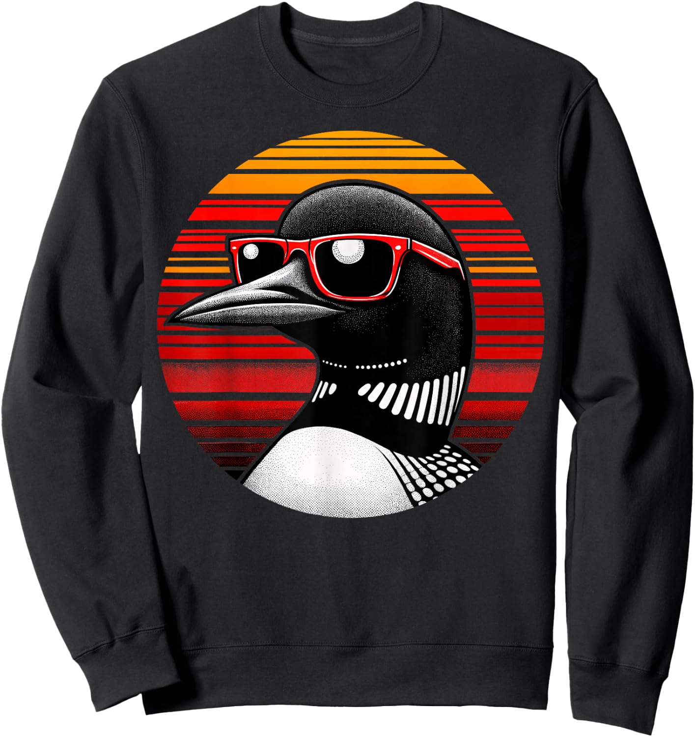 Loon Bird Sunglasses Sunset Retro Style Vintage 70s Sweatshirt - Sweatshirt | Black