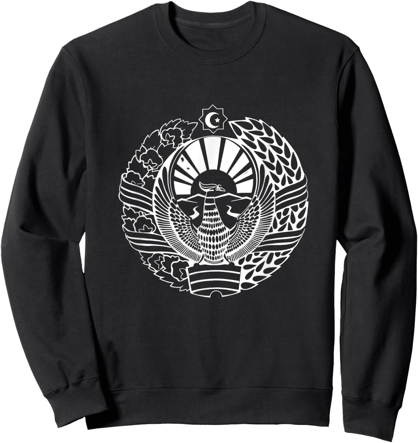 Uzbekistan Flag Lion Illustration Uzbek Sweatshirt - Sweatshirt | Black