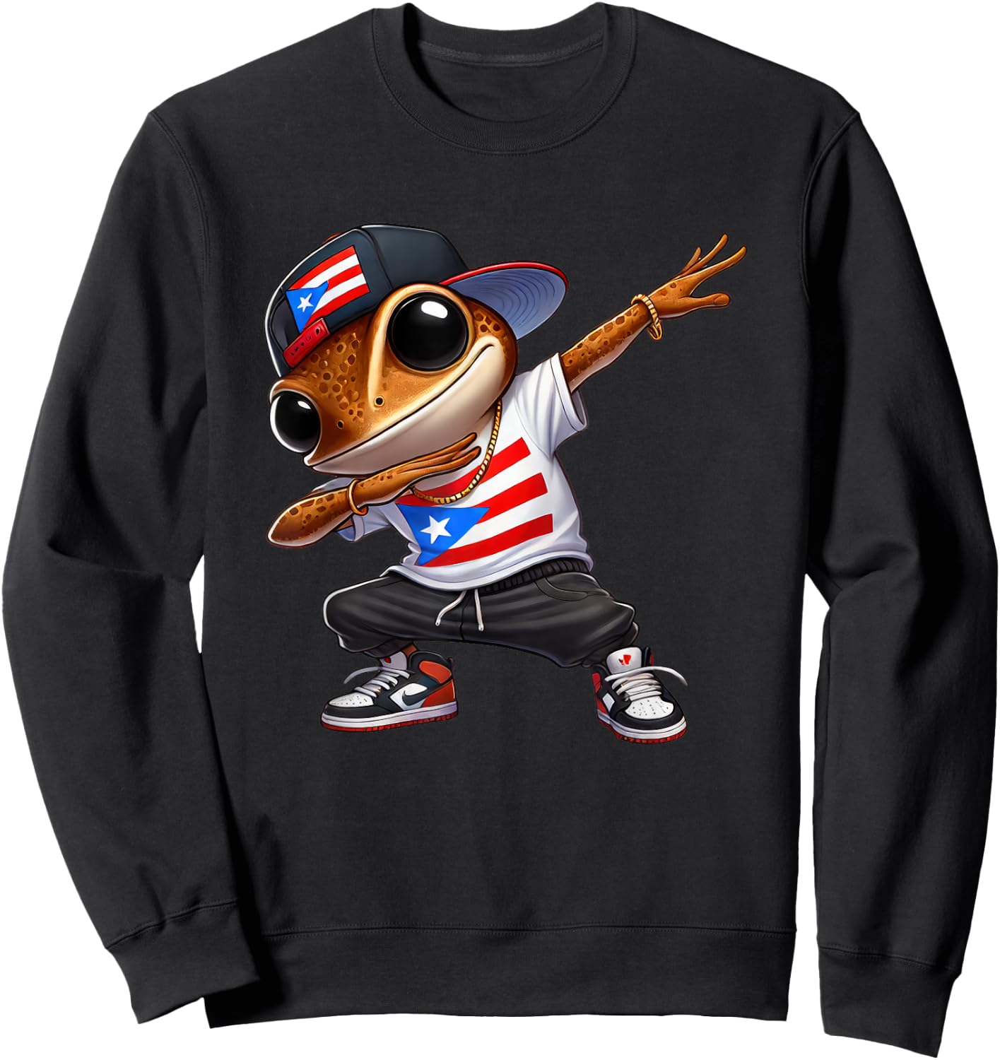 Dabbing Coqui Dab Puerto Rican Flag Hat Boricua Dimelo Fun Sweatshirt - Sweatshirt | Black
