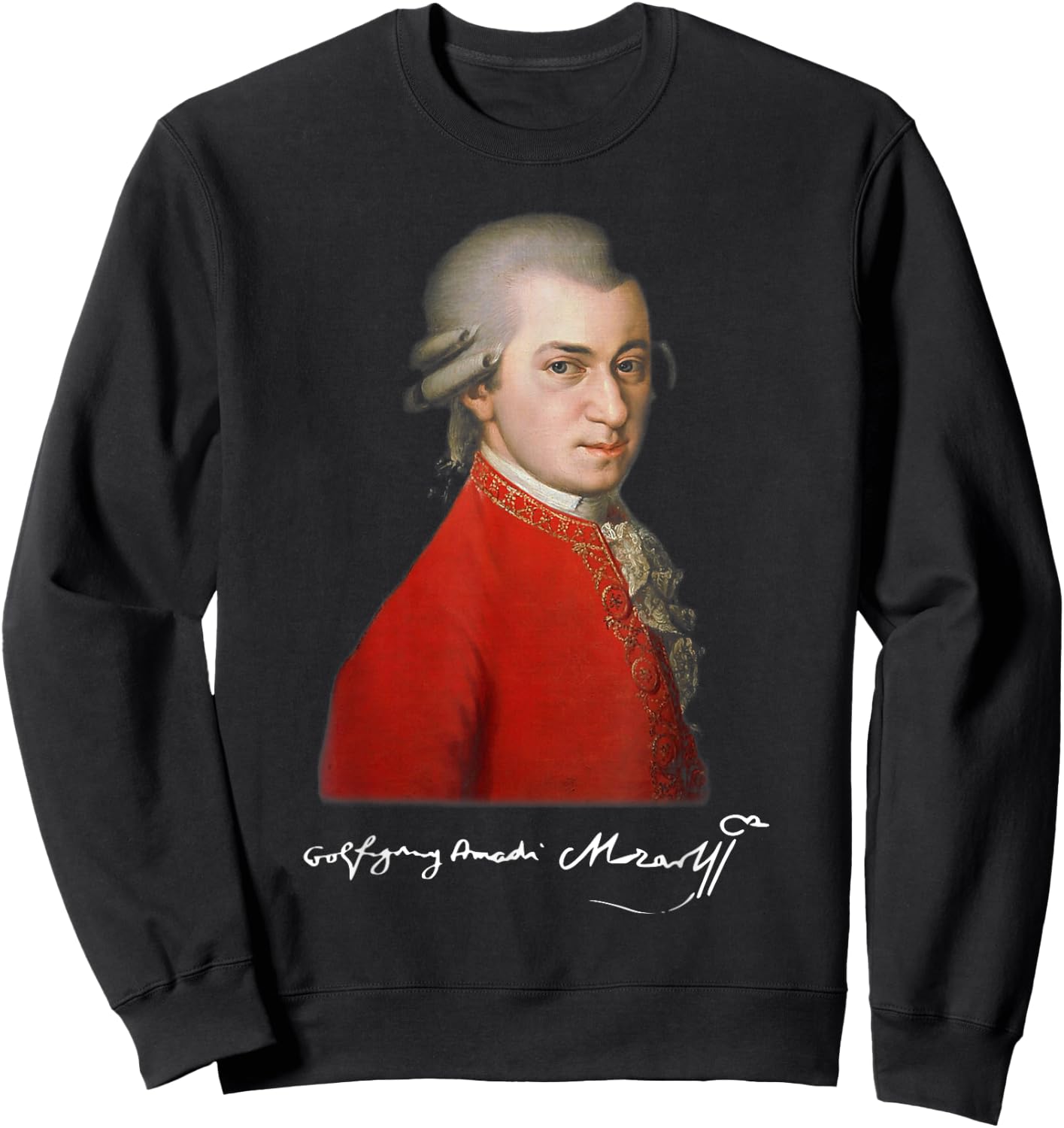 Wolfgang Amadeus Mozart - Composer Signature Classical Music Sweatshirt - Sweatshirt | Black