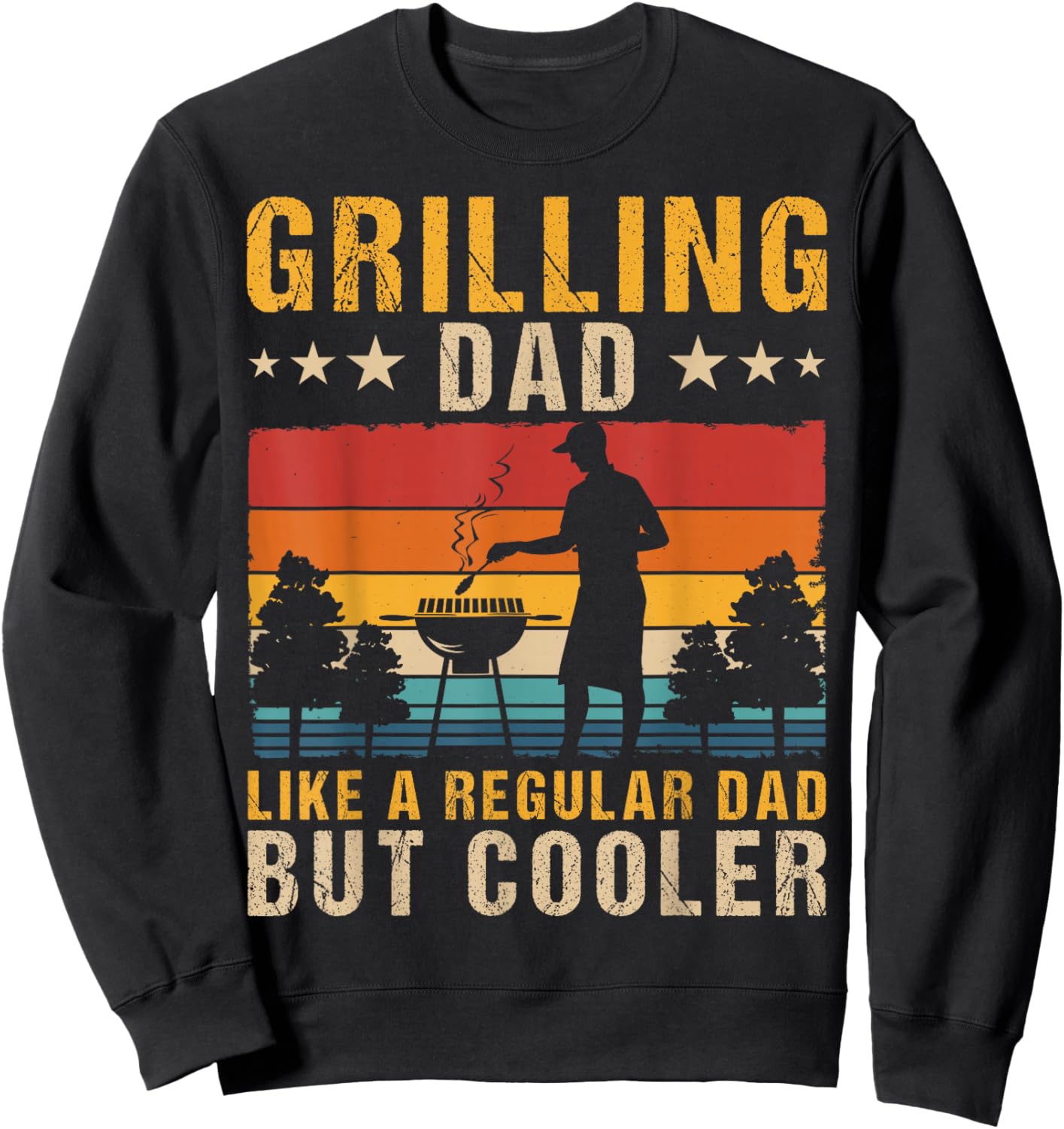 Funny BBQ Grilling Dad Barbecue Lover Retro Fathers Day Sweatshirt - Sweatshirt | Black