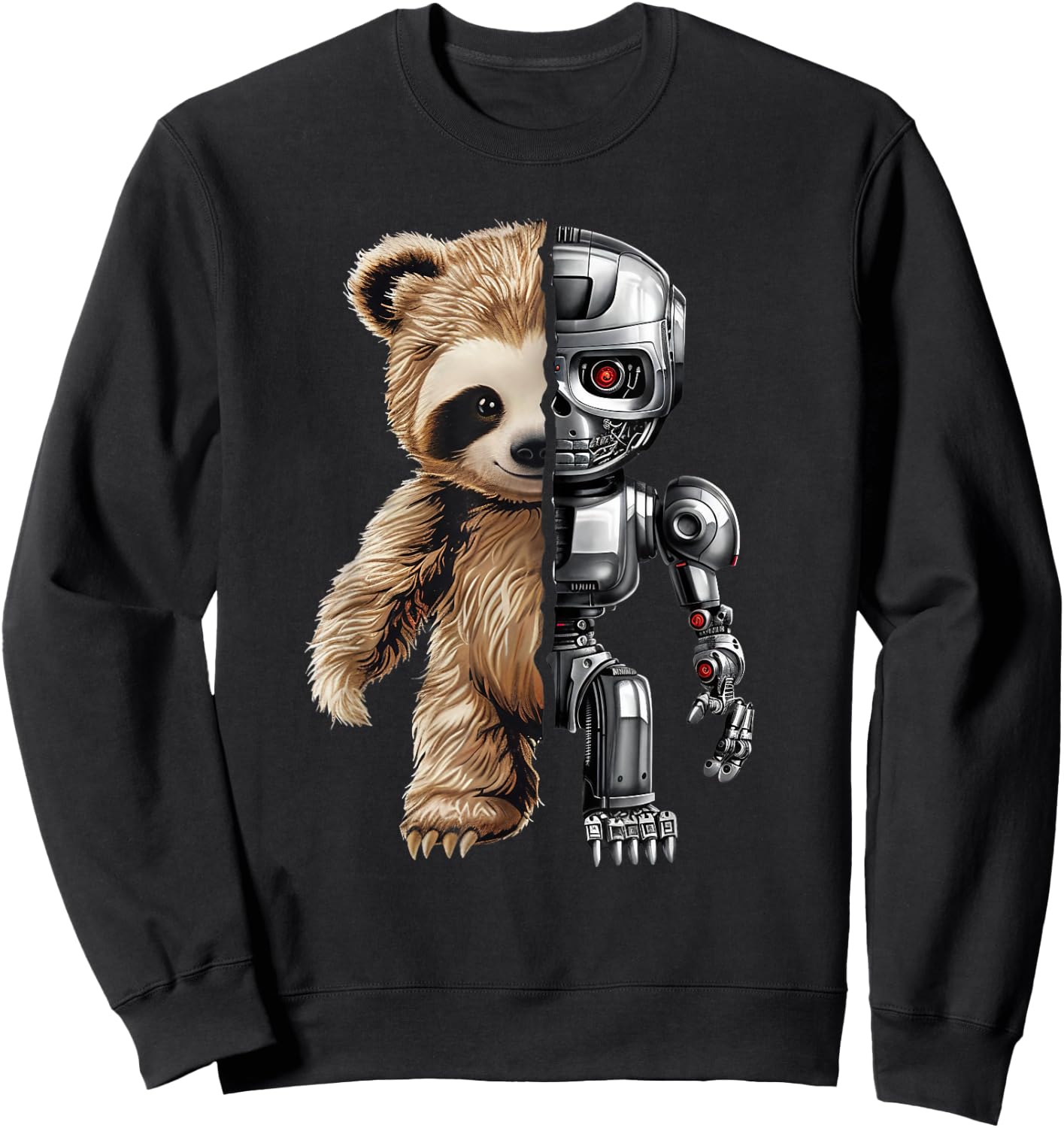 Funny Robotics Animal Lover Sloth Robots Graphic Engineer Sweatshirt - Sweatshirt | Black