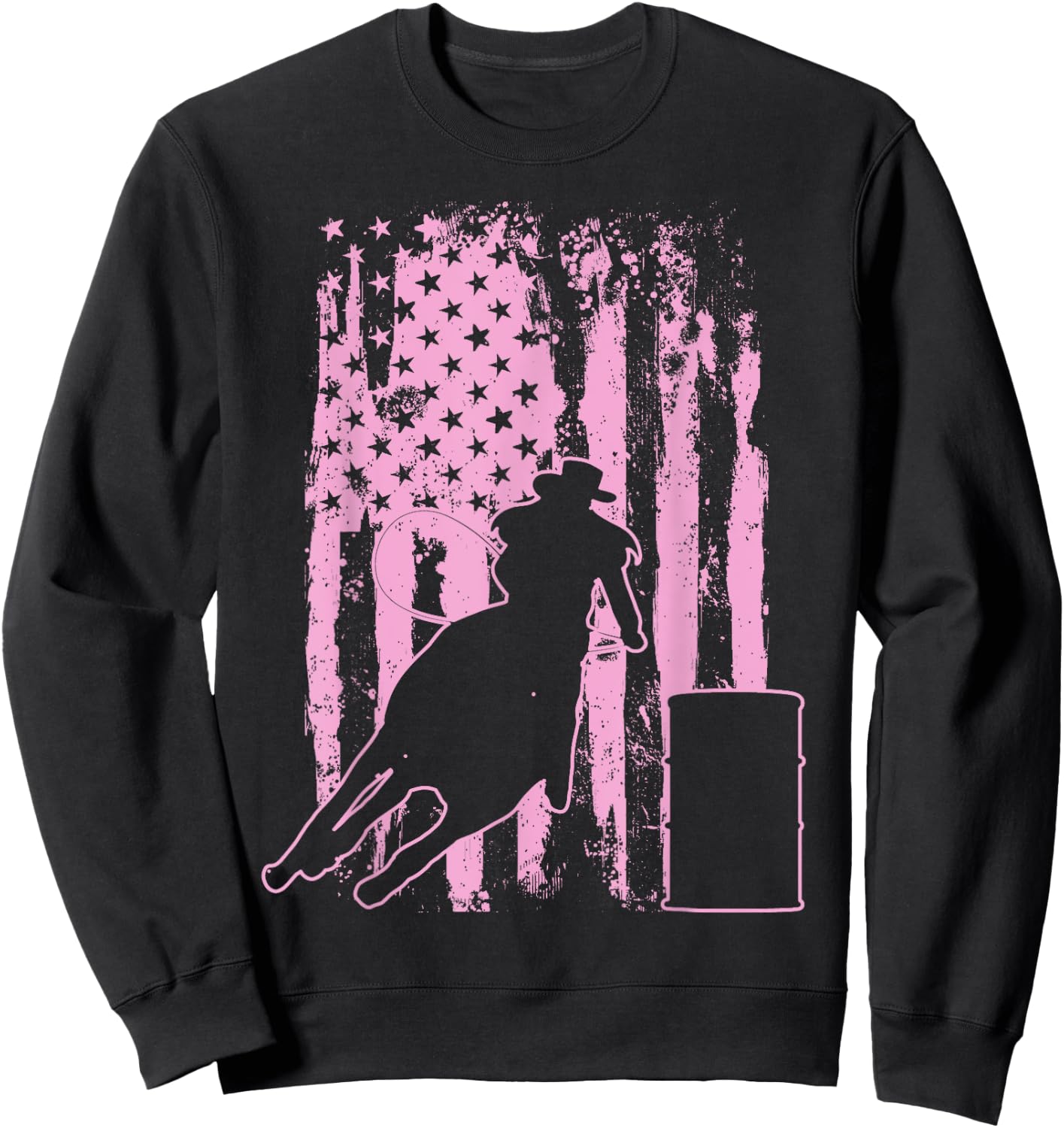 Barrel Racing USA American Flag for Barrel Racers Girls Kids Men Sweatshirt - Sweatshirt | Black