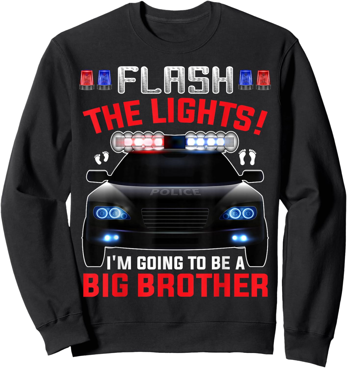 I'm Going to be a Big Brother Police Car Cute Baby Reveal Sweatshirt - Sweatshirt | Black