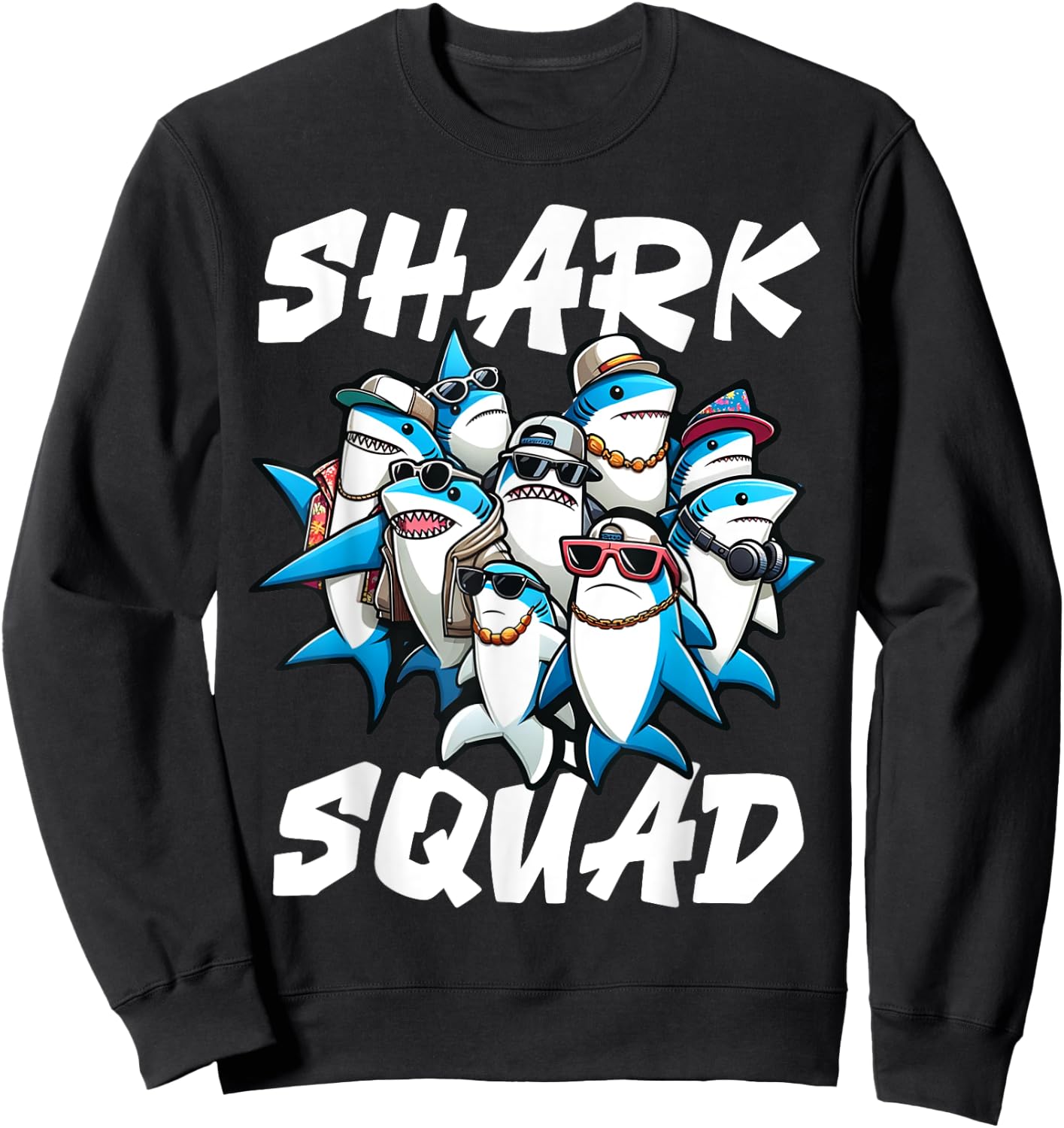 Cool Shark Shark Squad Beach Funny Shark Sweatshirt - Sweatshirt | Black