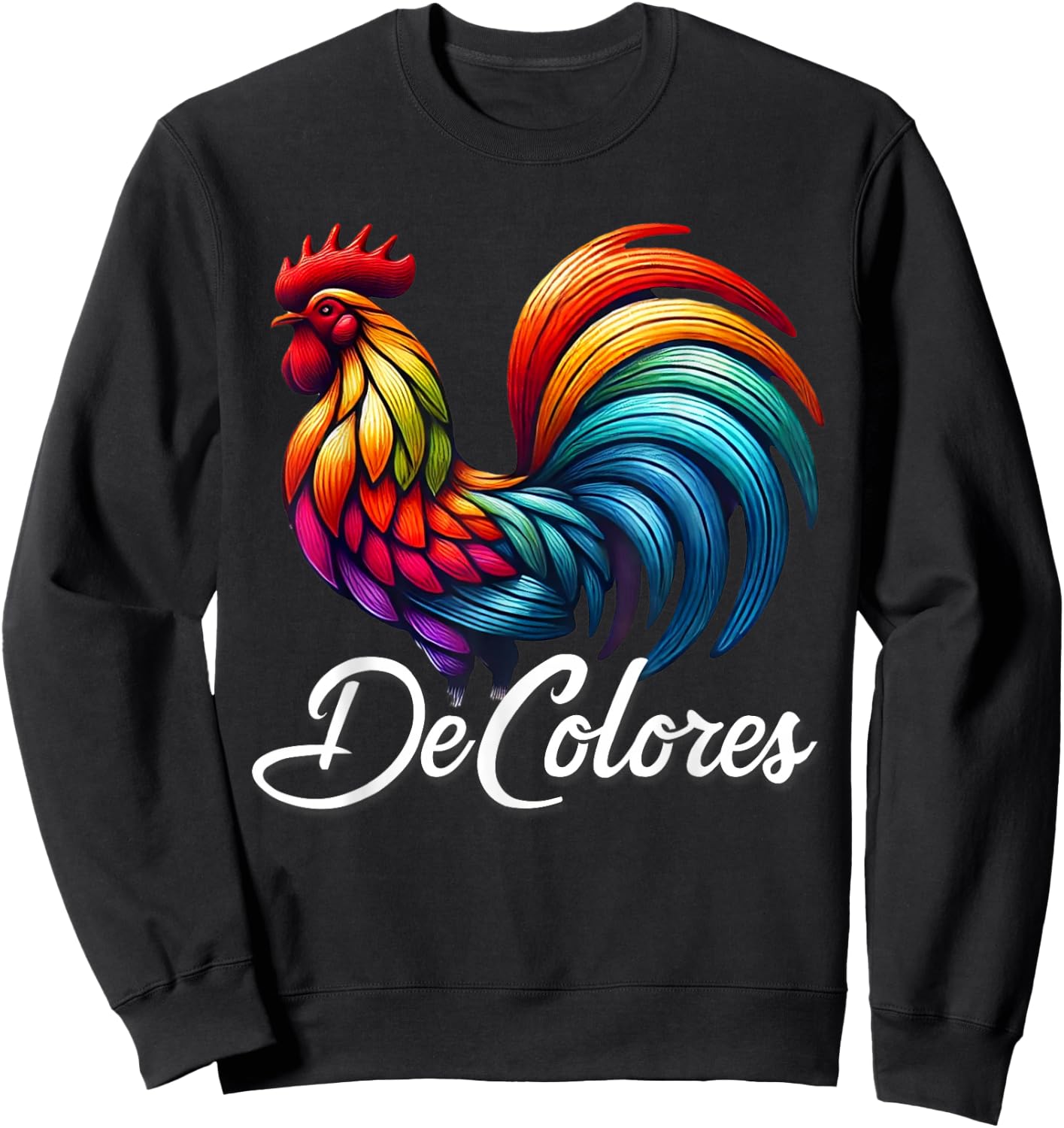DeColores Cursillo Rainbow Rooster Catholic Sweatshirt - Sweatshirt | Black