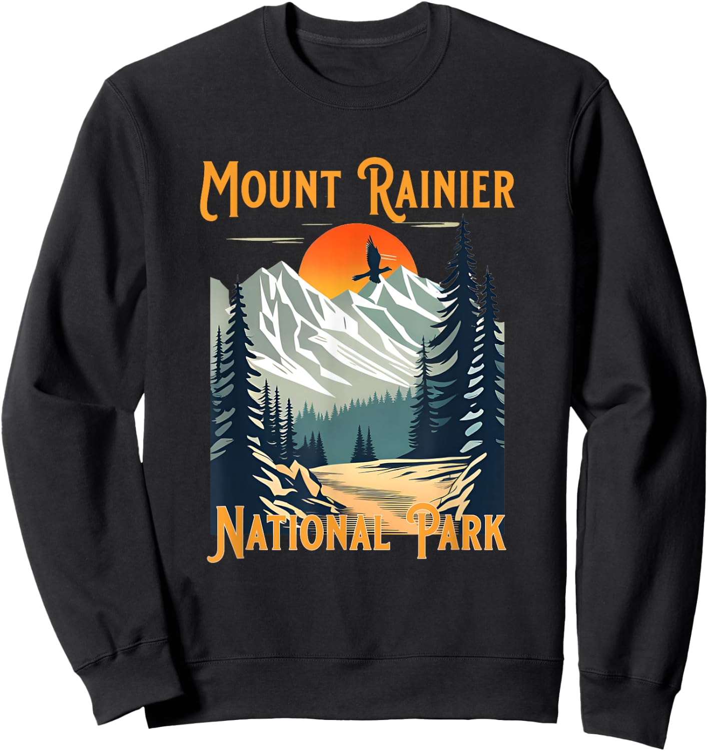 Vintage Mount Rainier National Park Souvenir Hiking Sweatshirt - Sweatshirt | Black