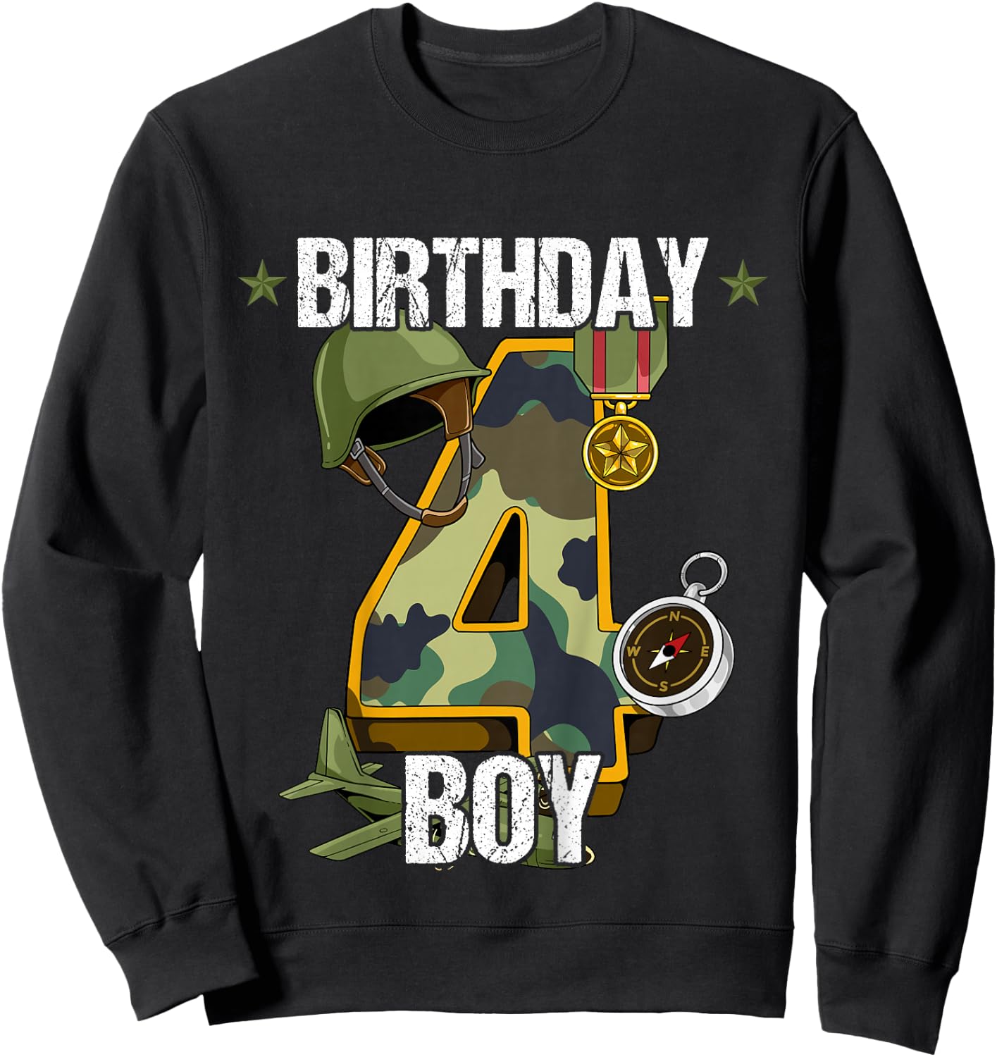 Kids 4th Birthday Army Sweatshirt - Sweatshirt | Black