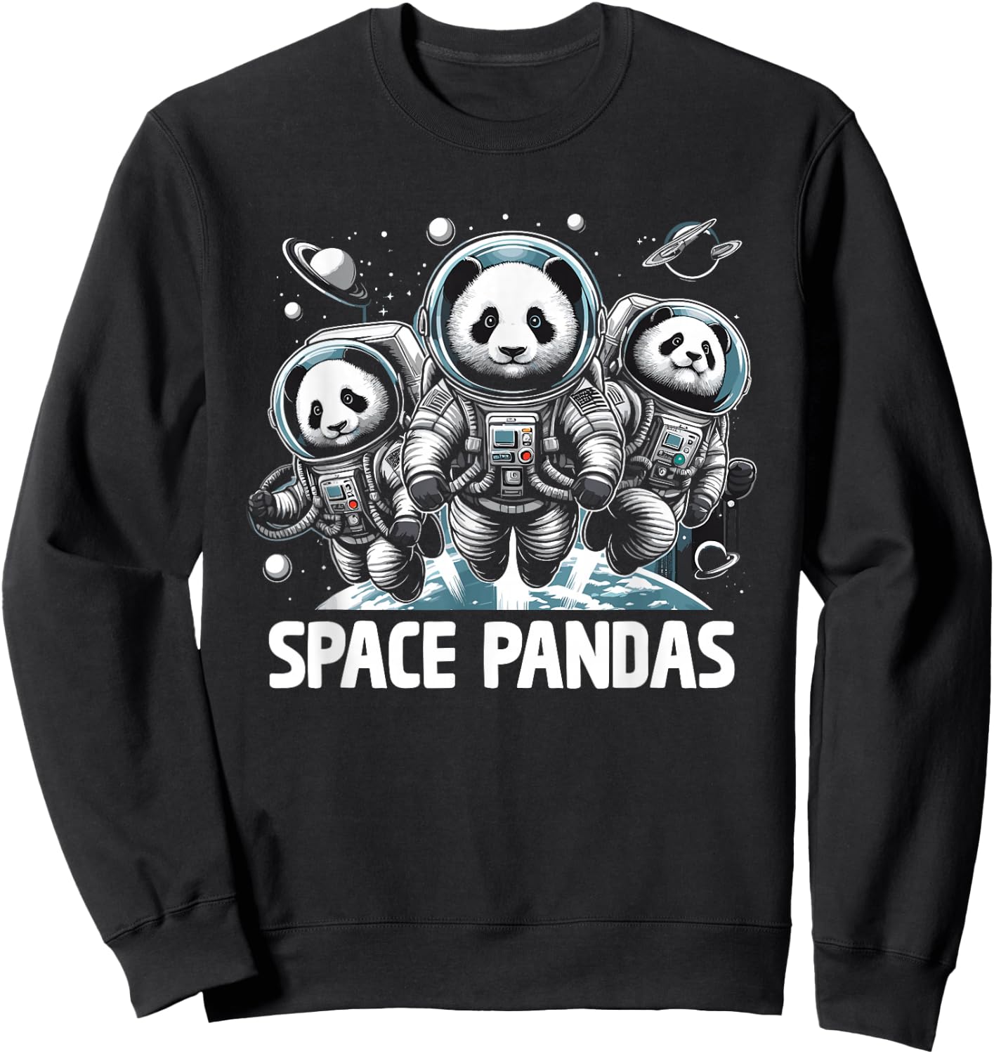 Space Pandas Panda Bear Astronaut Lover Sweatshirt - Sweatshirt | Black