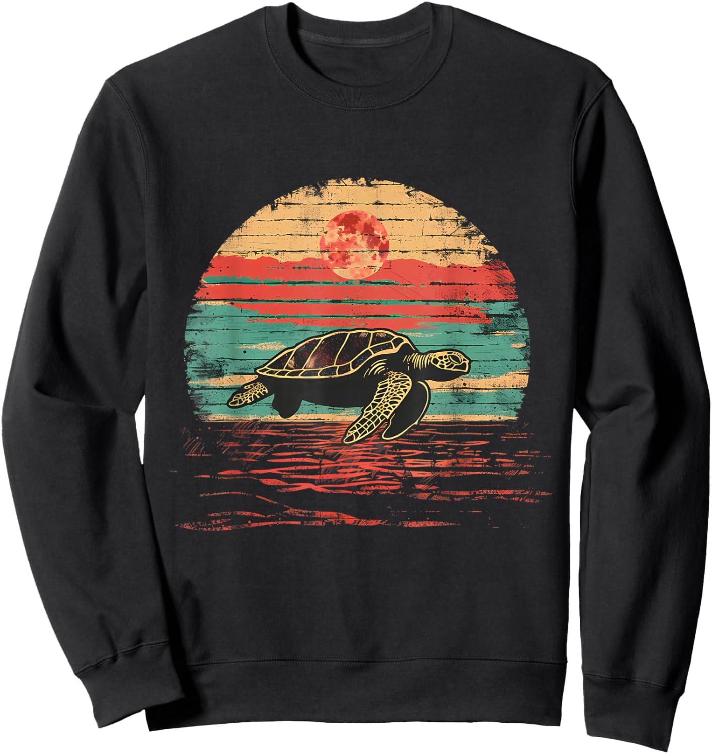 Sea Turtle Sea Turtle Lover Sea Ocean Animal Sunset Artwork Sweatshirt - Sweatshirt | Black