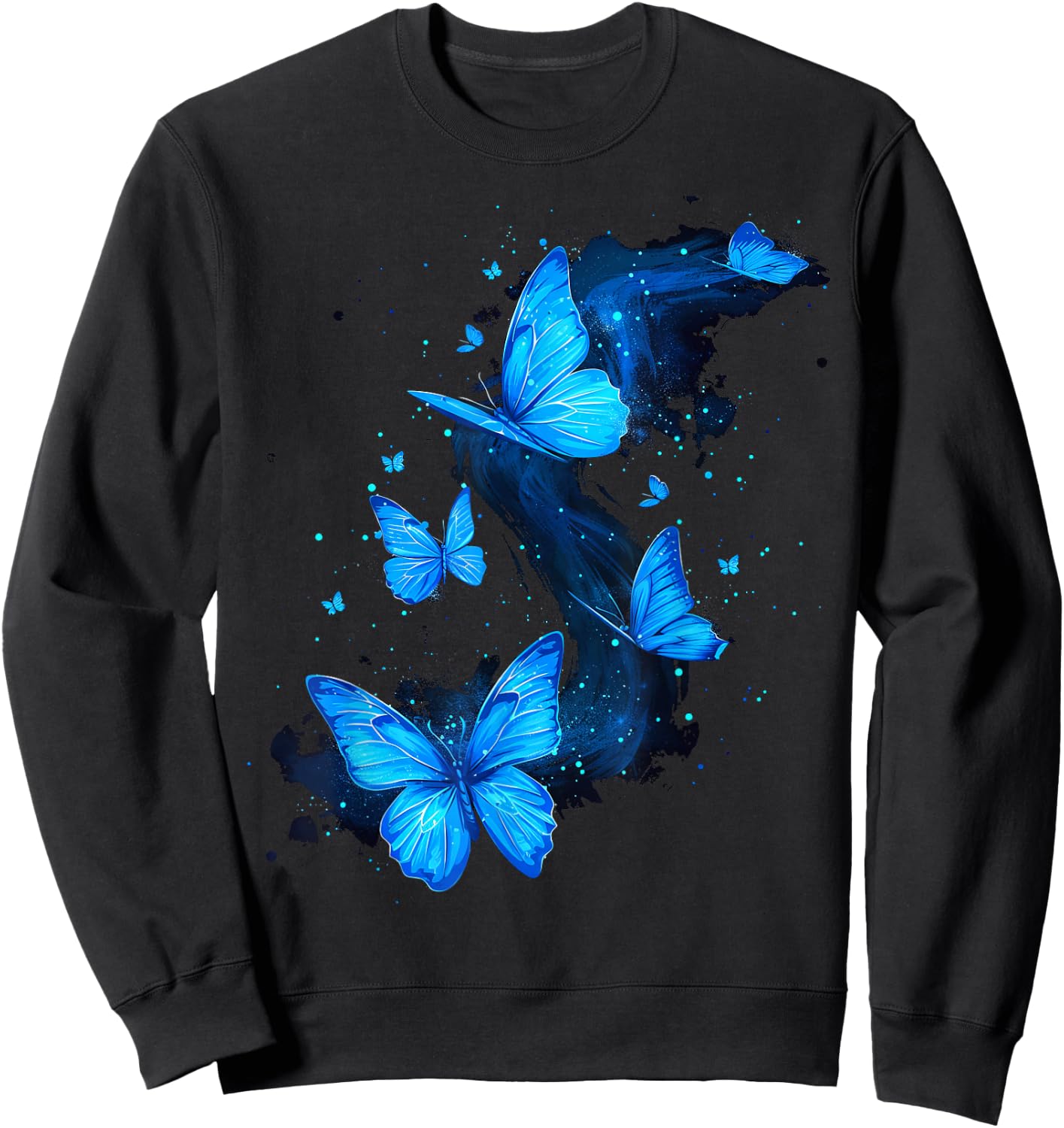 Butterfly Aesthetic Butterflies Nature Blue Sweatshirt - Sweatshirt | Black