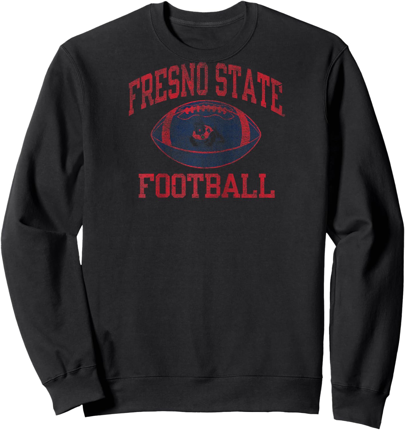 Fresno State Bulldogs Football Intensity White Raglan Baseball Sweatshirt - Sweatshirt | Black
