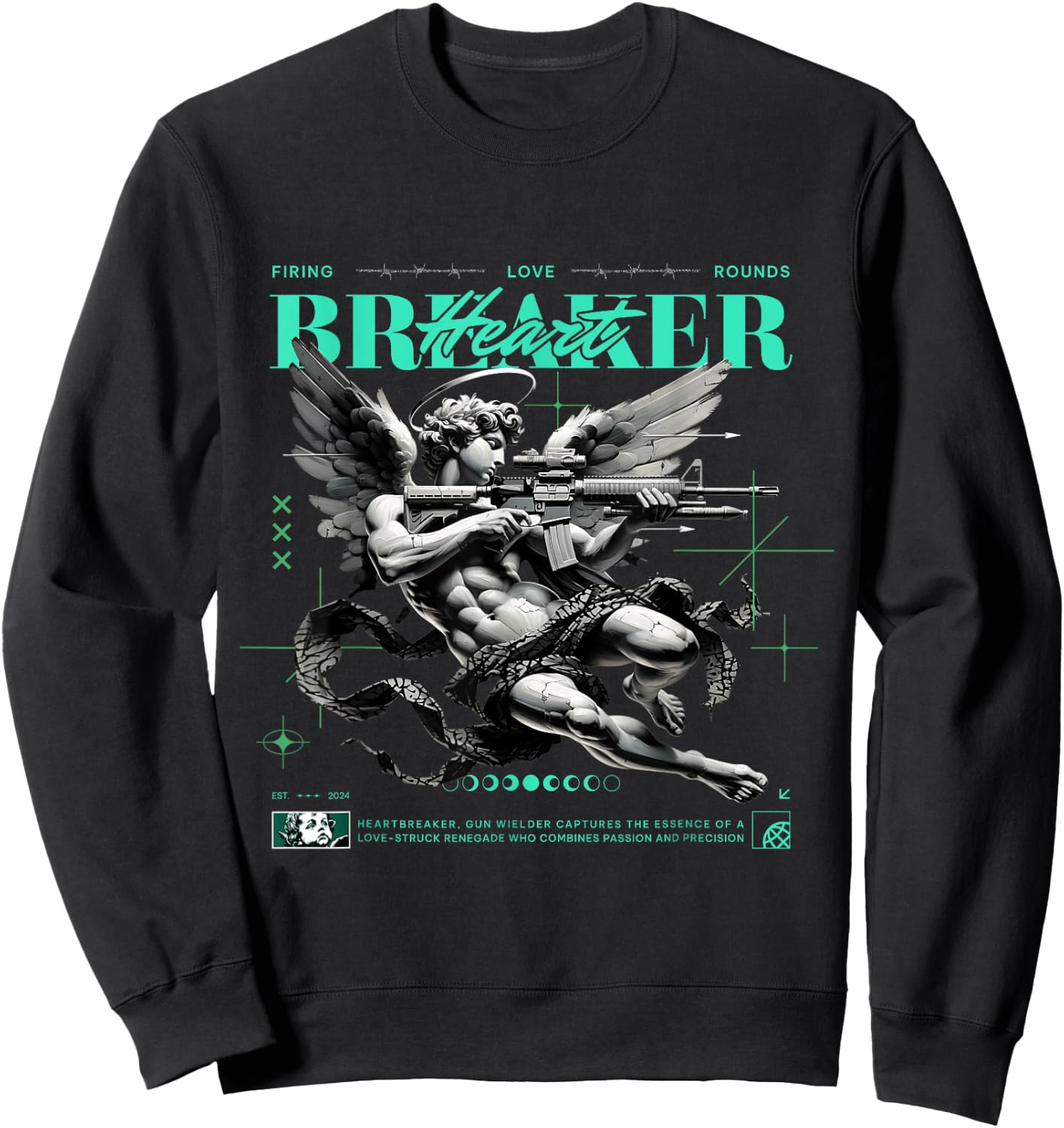 Heart Breaker Black Green Glow 3s Matching Women Sweatshirt - Sweatshirt | Black