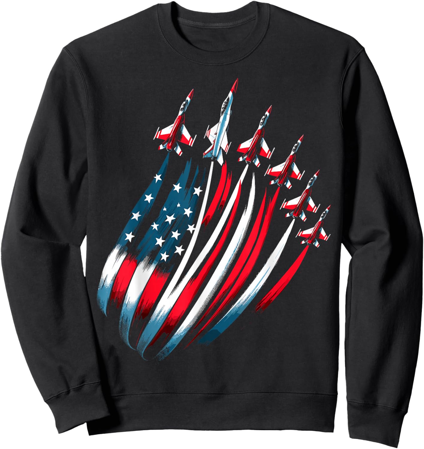 Patriotic USA Flag Fighter Jets Boys 4th of July Sweatshirt - Sweatshirt | Black