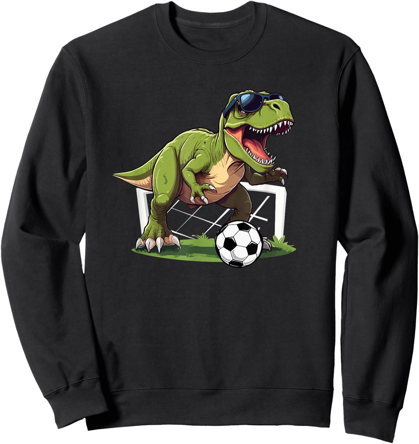 T-Rex Playing Soccer Football Dinosaur Soccer Player Sweatshirt - Sweatshirt | Black