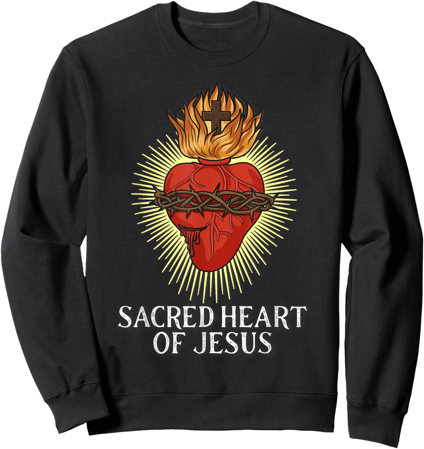 Sacred Heart Of Jesus Traditional Catholic Sweatshirt - Sweatshirt | Black