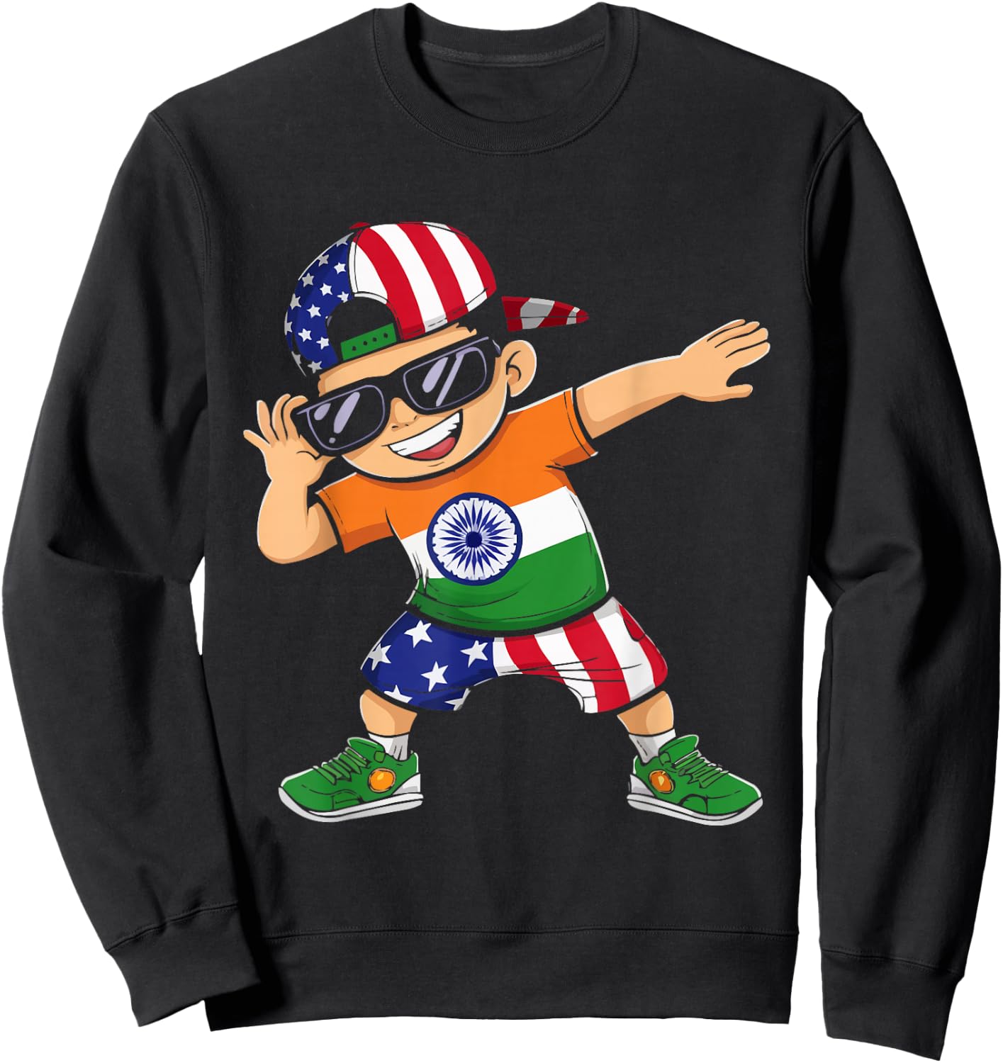Half Indian Half American USA Flag India America Sweatshirt - Sweatshirt | Black