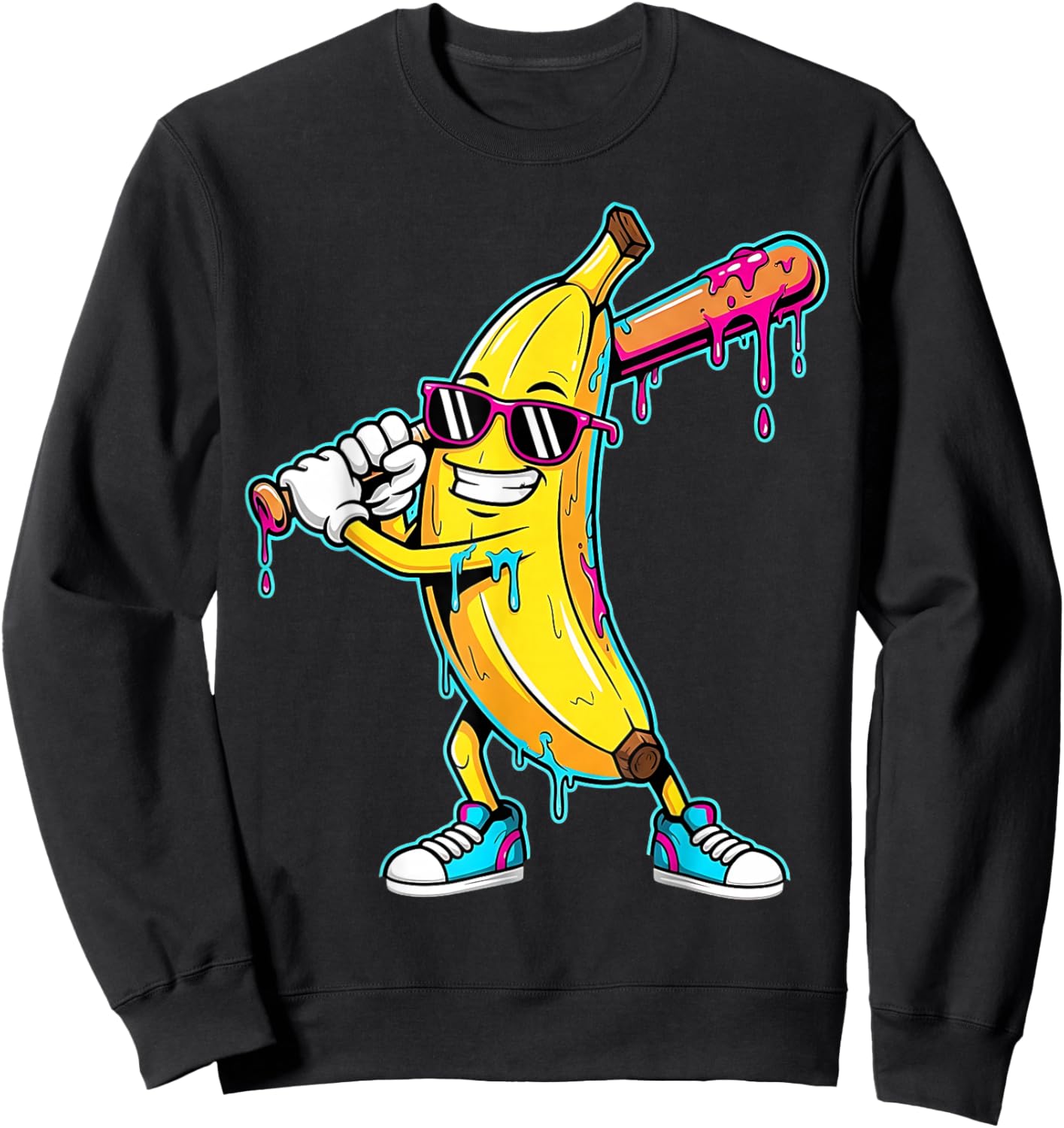 Ice Cream Drip Graphic Funny Color Splash Design Sweatshirt - Sweatshirt | Black