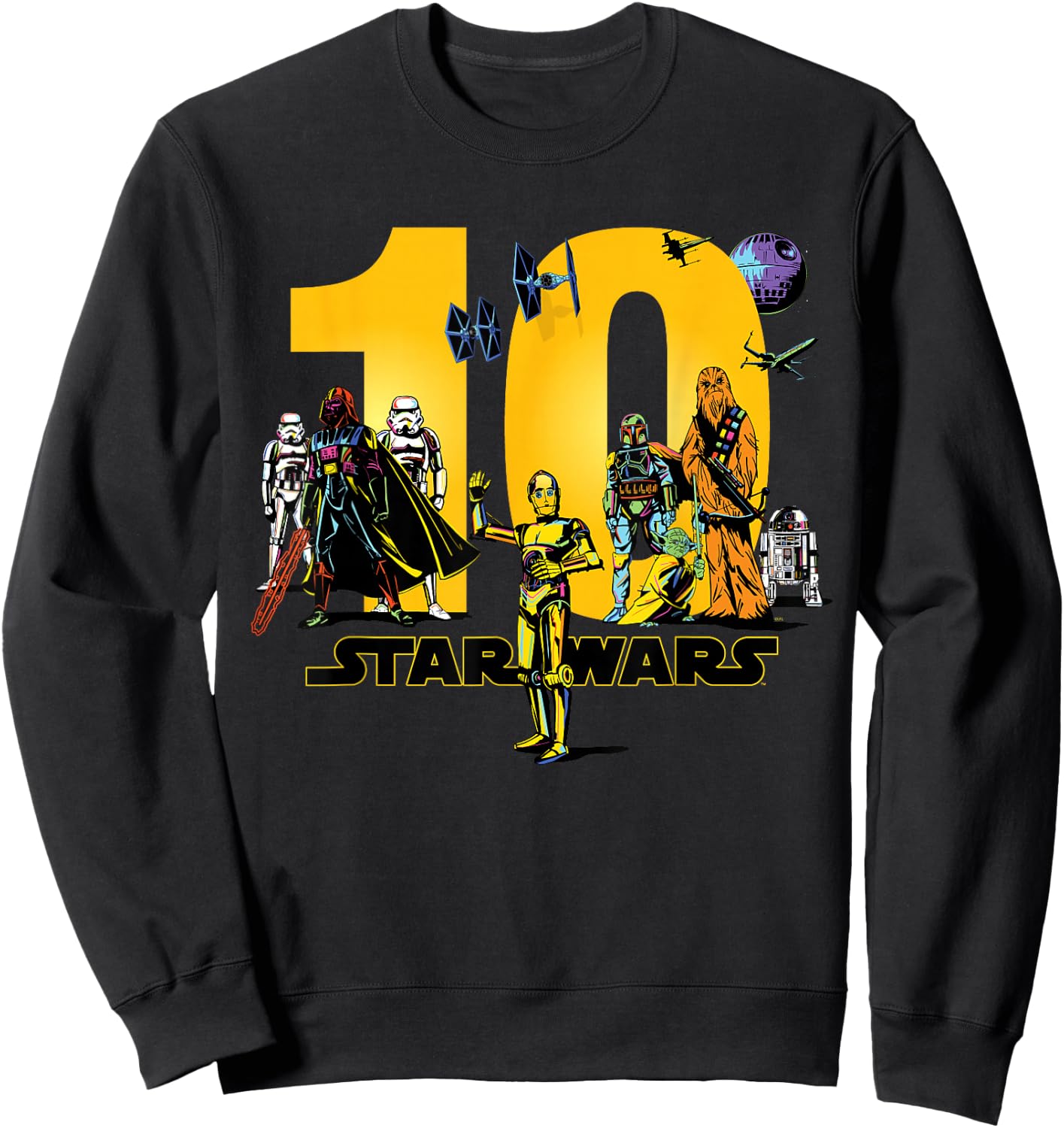 Star Wars Classic Characters Tenth Birthday 10 Years Old Sweatshirt - Sweatshirt | Black