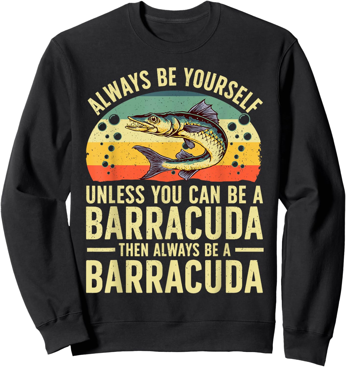 Funny Barracuda Design Women Barracuda Fish Lovers Sweatshirt - Sweatshirt | Black