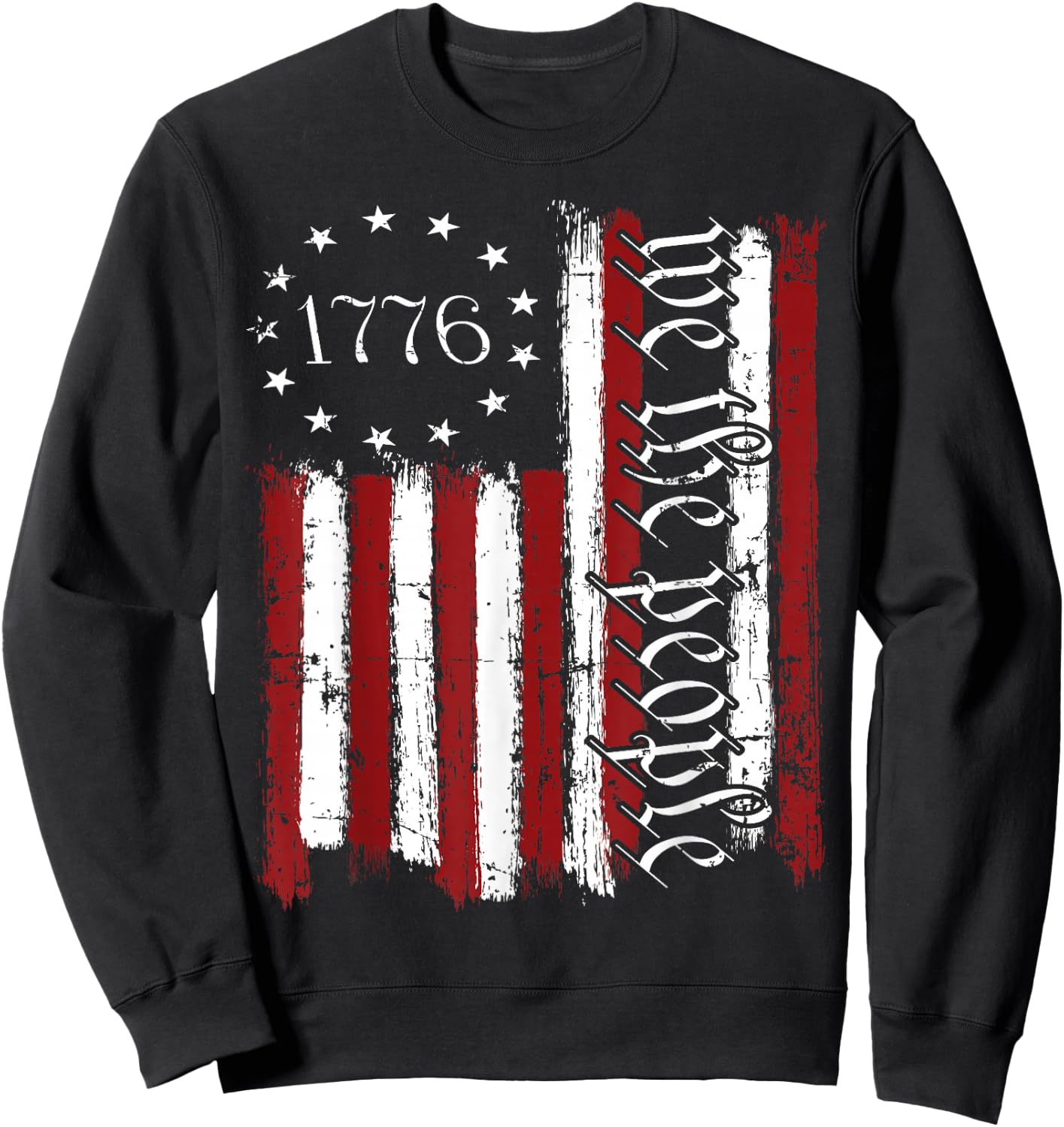 Old American Flag Patriotic 1776 We The People USA Sweatshirt - Sweatshirt | Black