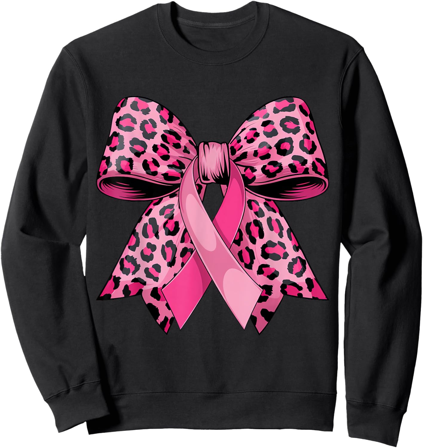 In October We Wear Pink Cheer Bow Breast Cancer Coquette Bow Sweatshirt - Sweatshirt | Black