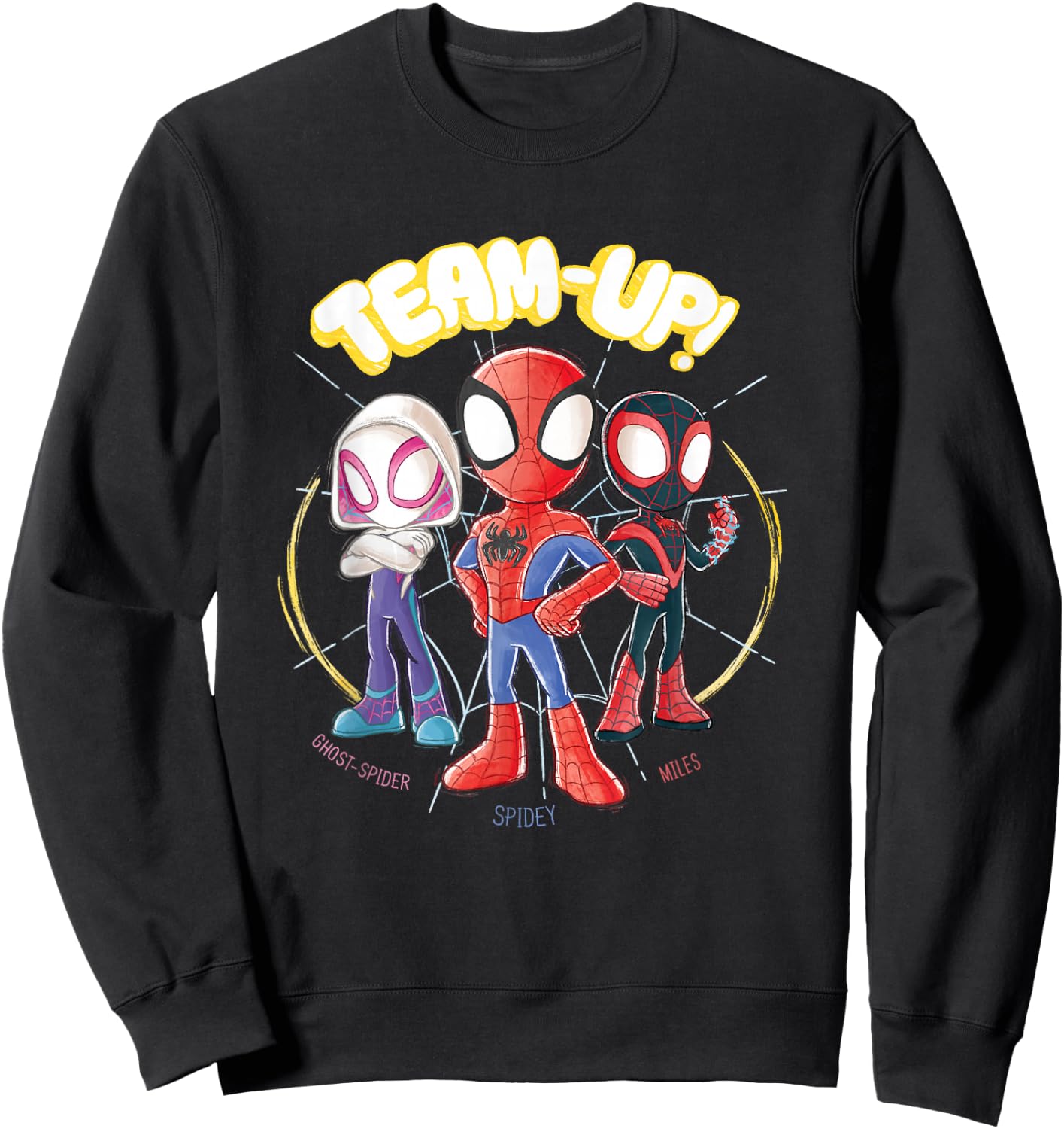 Marvel Spidey and His Amazing Friends Team-Up Retro Doodles Sweatshirt - Sweatshirt | Black