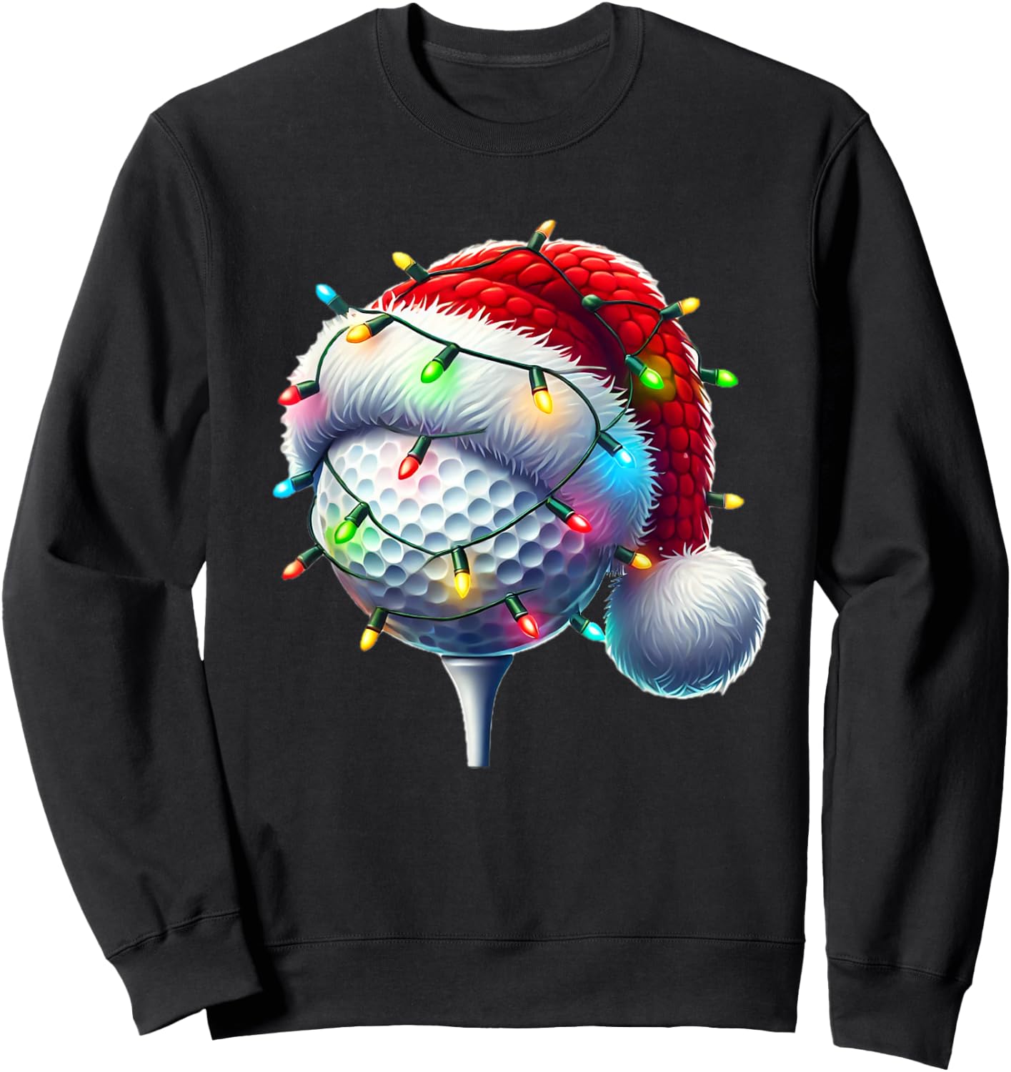 Golf Ball Santa Hat Xmas Golfing Golfer Christmas Boys Men Sweatshirt - Sweatshirt | Black